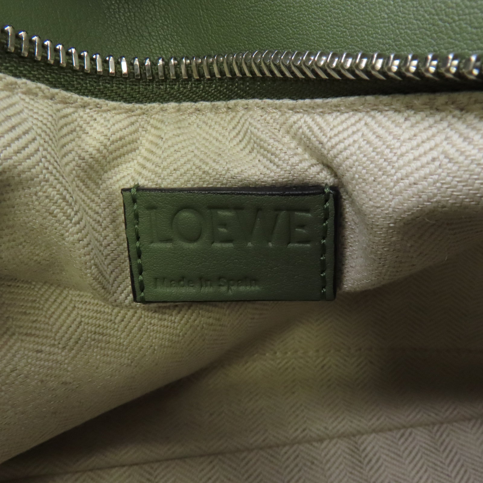 LOEWE 牛皮皮革Puzzle Small金扣手挽肩背兩用袋綠色