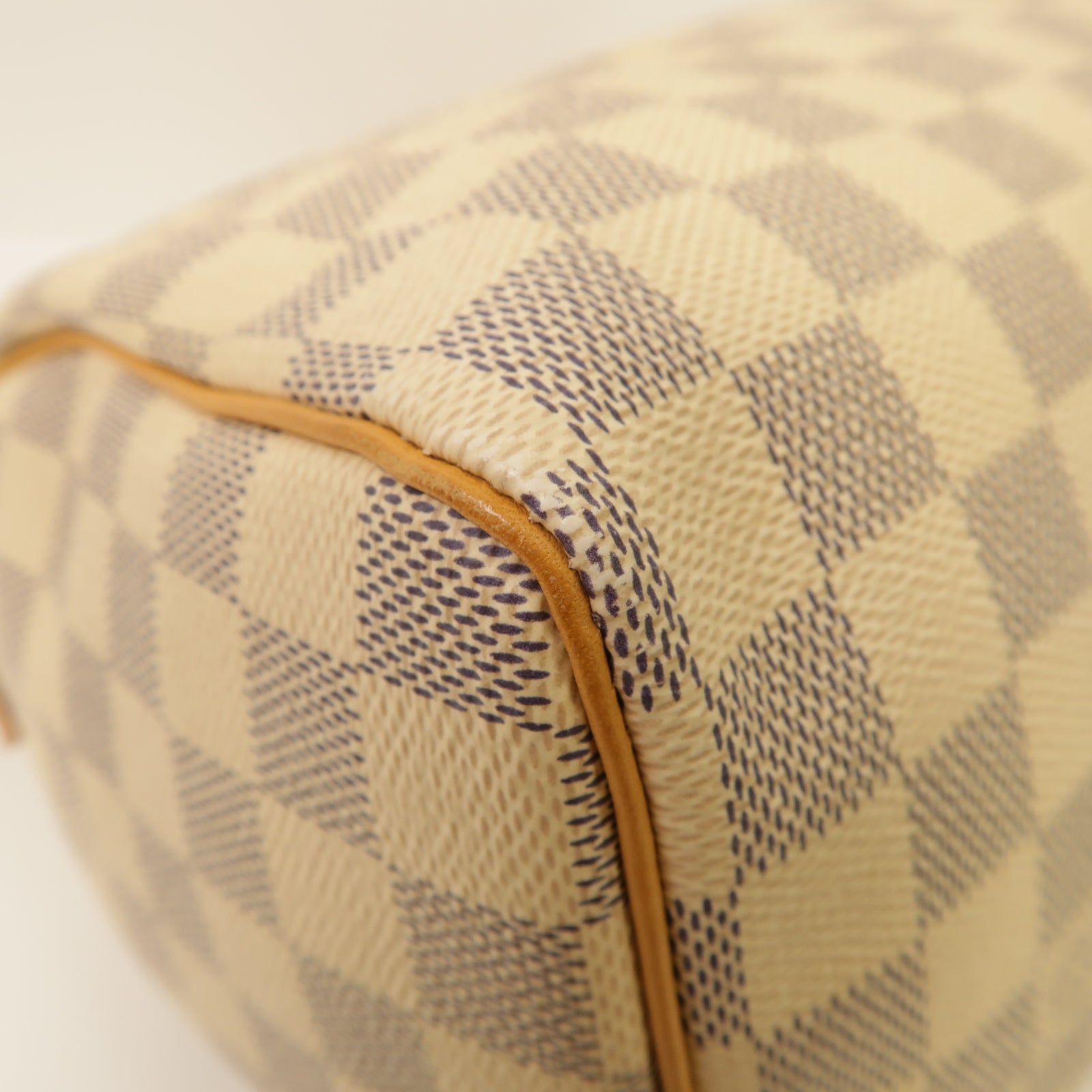 LOUIS VUITTON Damier Azur Speedy 25金扣手挽袋白色
