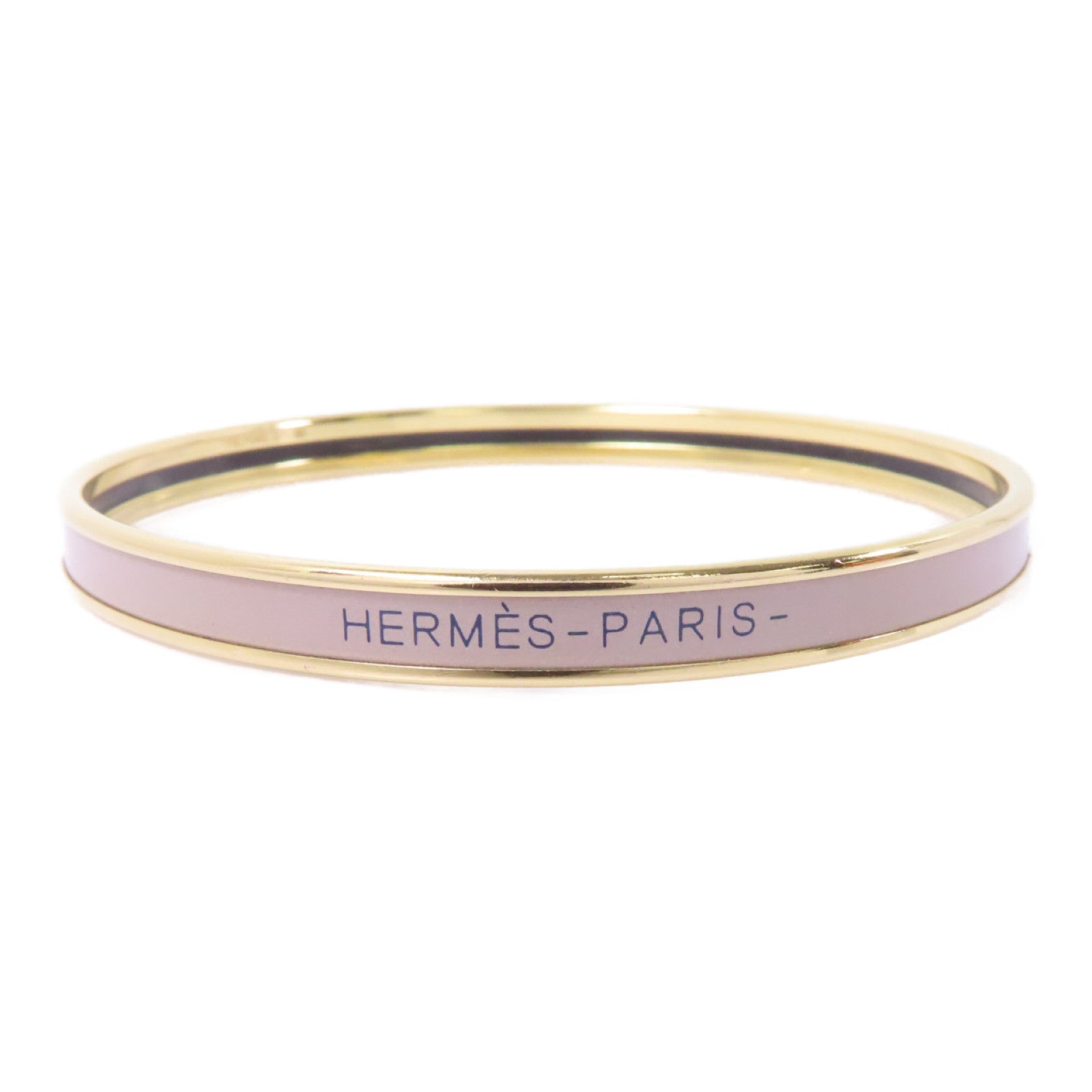 HERMES 琺瑯/金屬Uni Bangle手鐲Marron Glace/金色/灰色