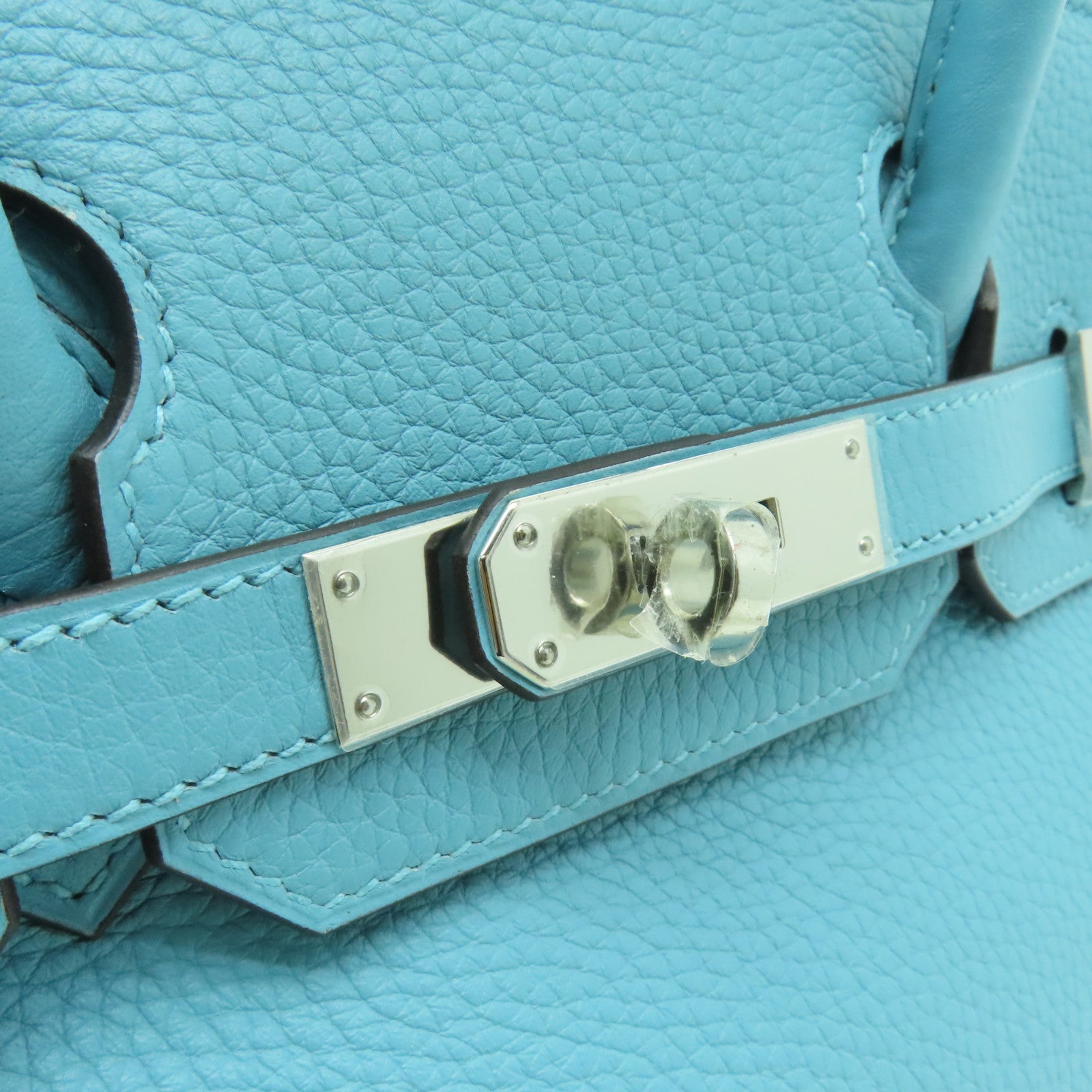 HERMES 【清倉大減價】Togo皮革Birkin 30銀扣手挽袋Bleu Saint Cyr淺藍色