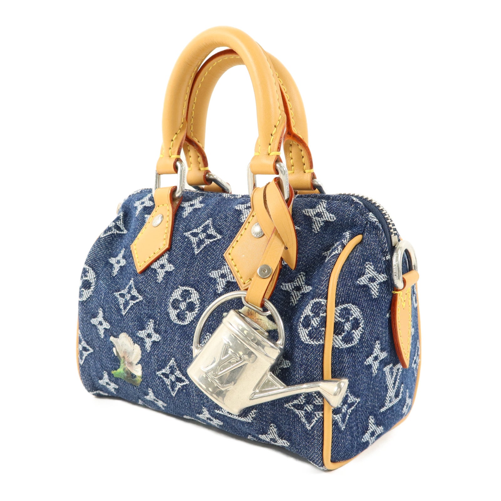 LOUIS VUITTON Monogram Denim Speedy 18 Bandouliere手挽肩背兩用袋