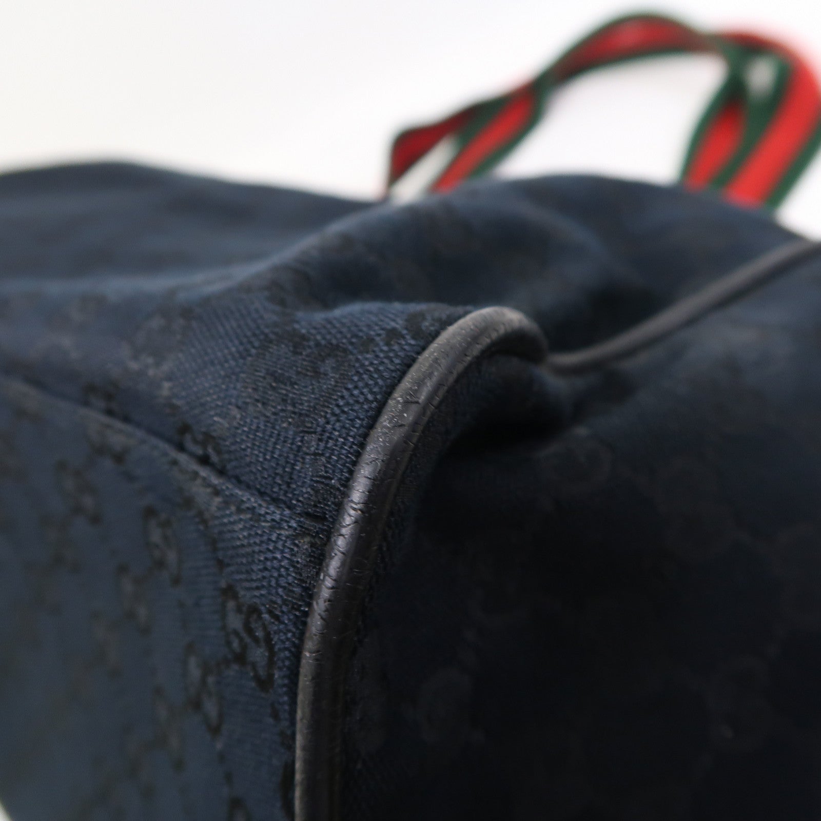 GUCCI 帆布Shoulder Boston Bag銀扣波士頓包黑色