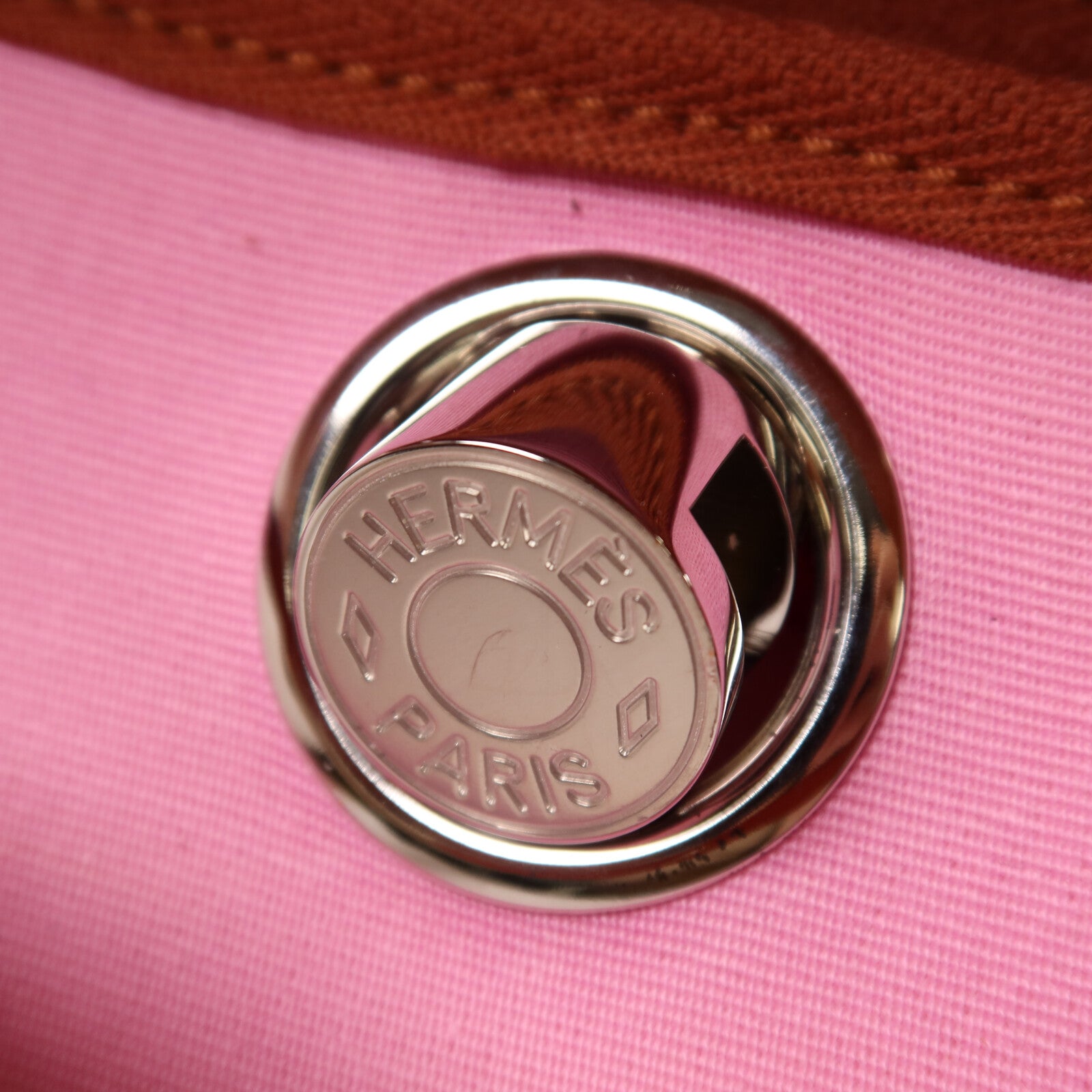 HERMES 【激減優惠】帆布Herbag PM銀扣手挽肩背兩用袋Rose Azalee