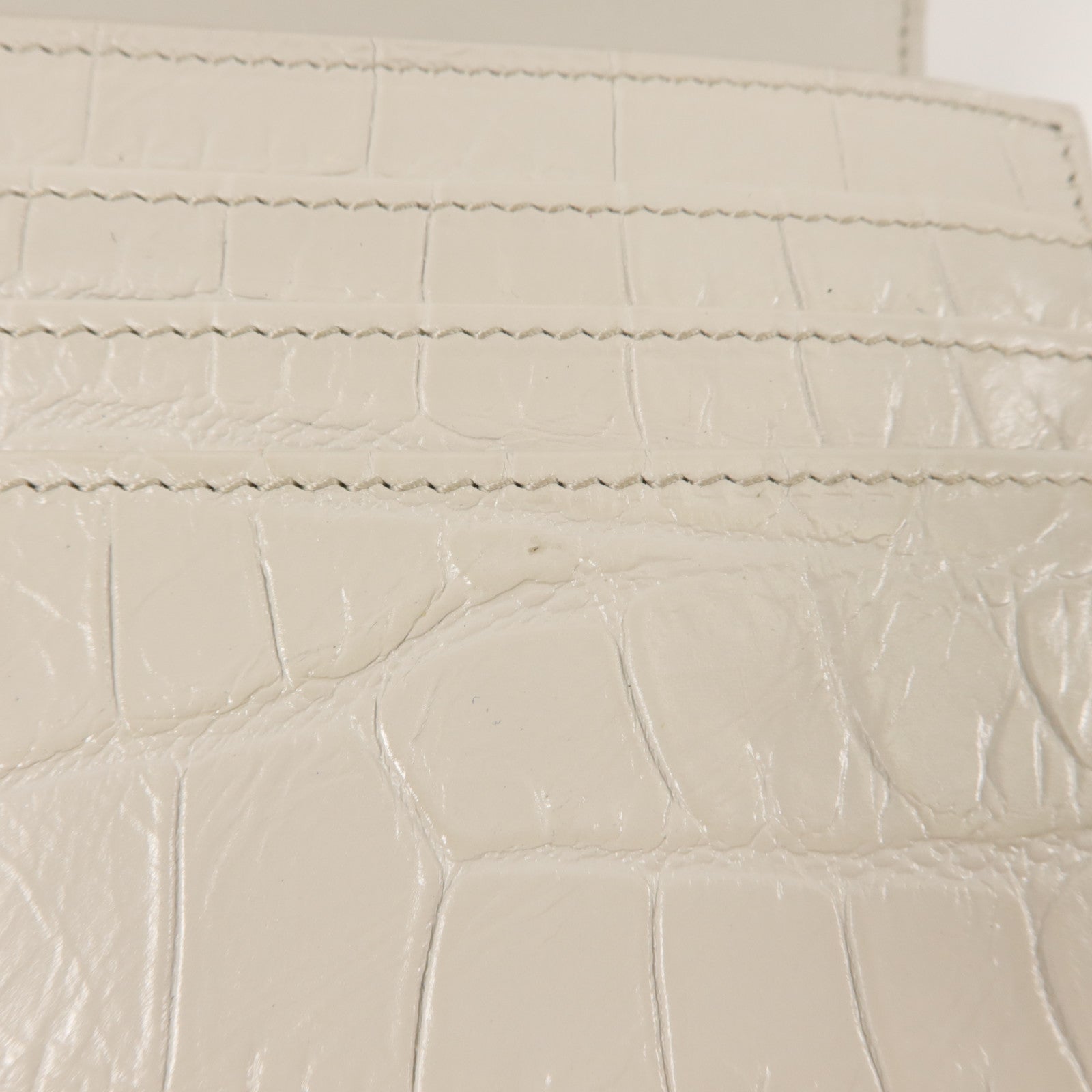 YVES SAINT LAURENT 牛皮皮革Crocodile Embossed Flap Long Wallet長錢包