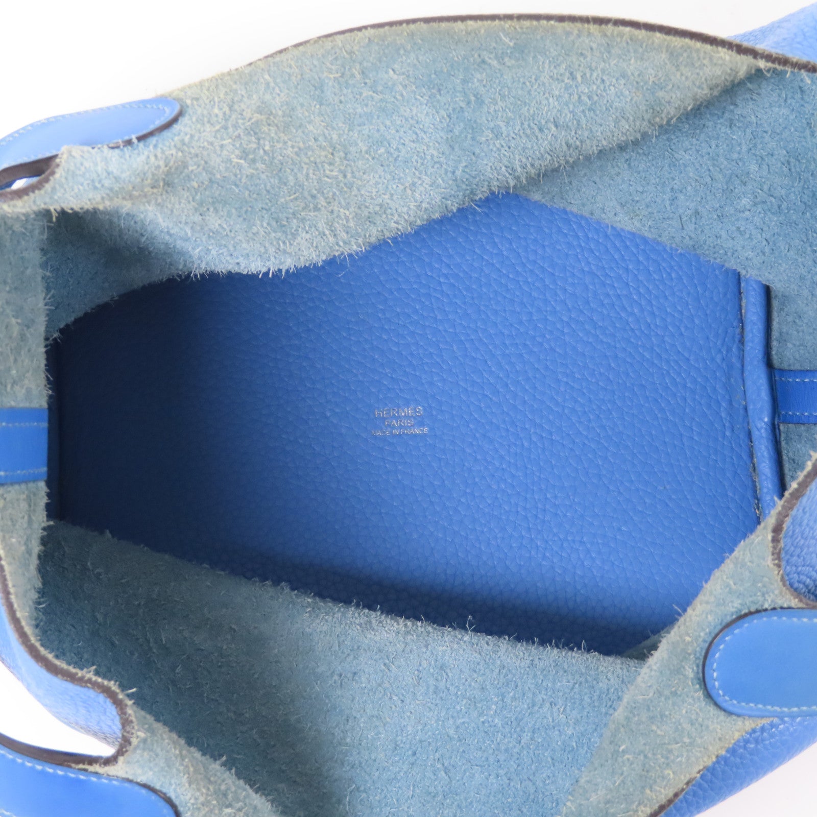 HERMES Clemence皮革Picotin MM銀扣肩背袋Blue Paradise