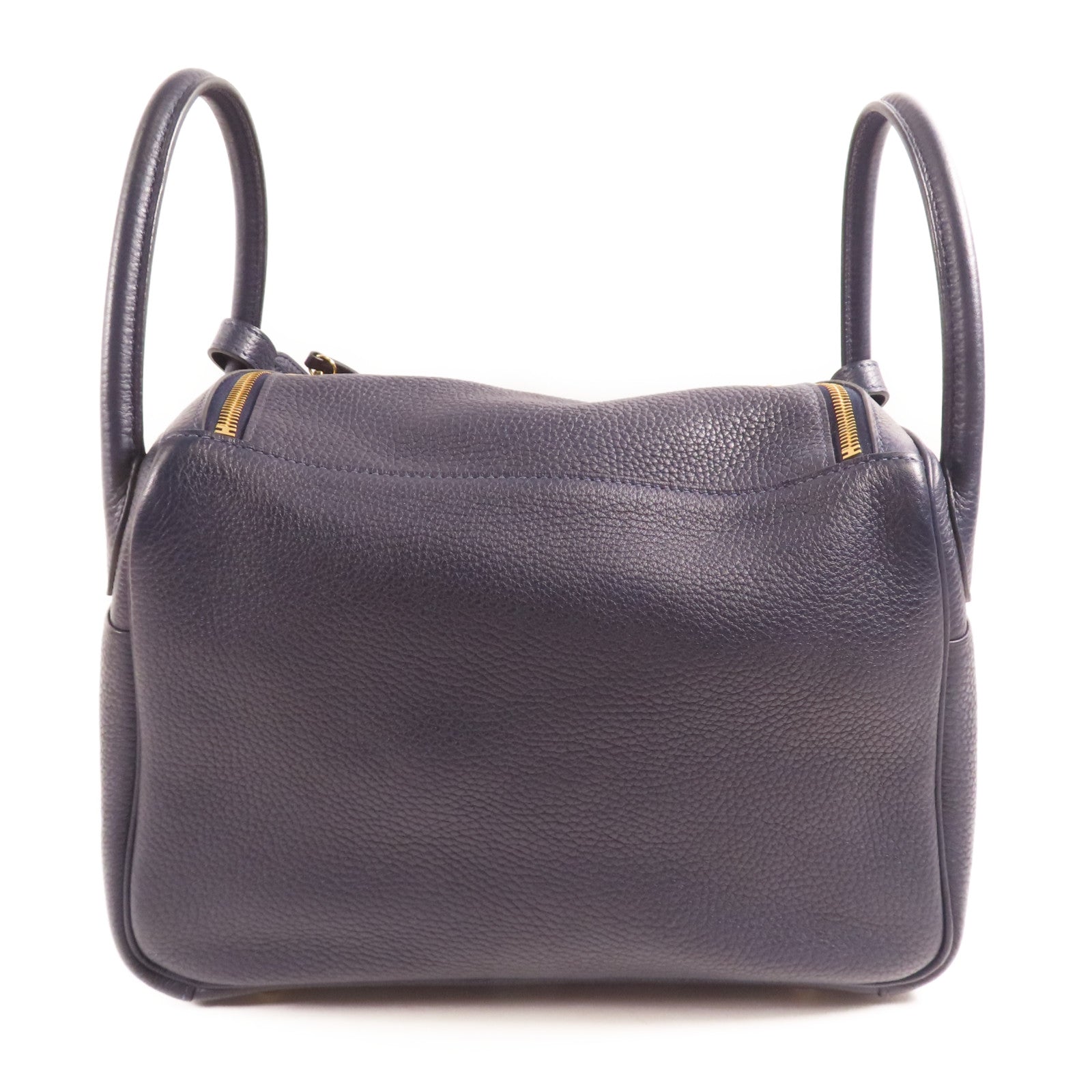 HERMES Clemence皮革Lindy 30金扣手挽肩背兩用袋Blue Nait