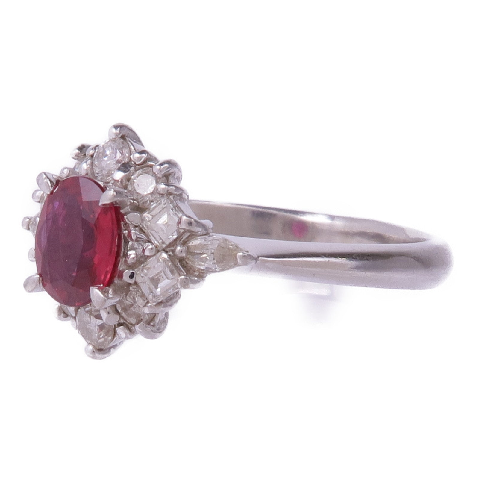 JEWELRY PT900鉑金Ruby Diamond Ring紅寶石/鑽石戒指US#6.5