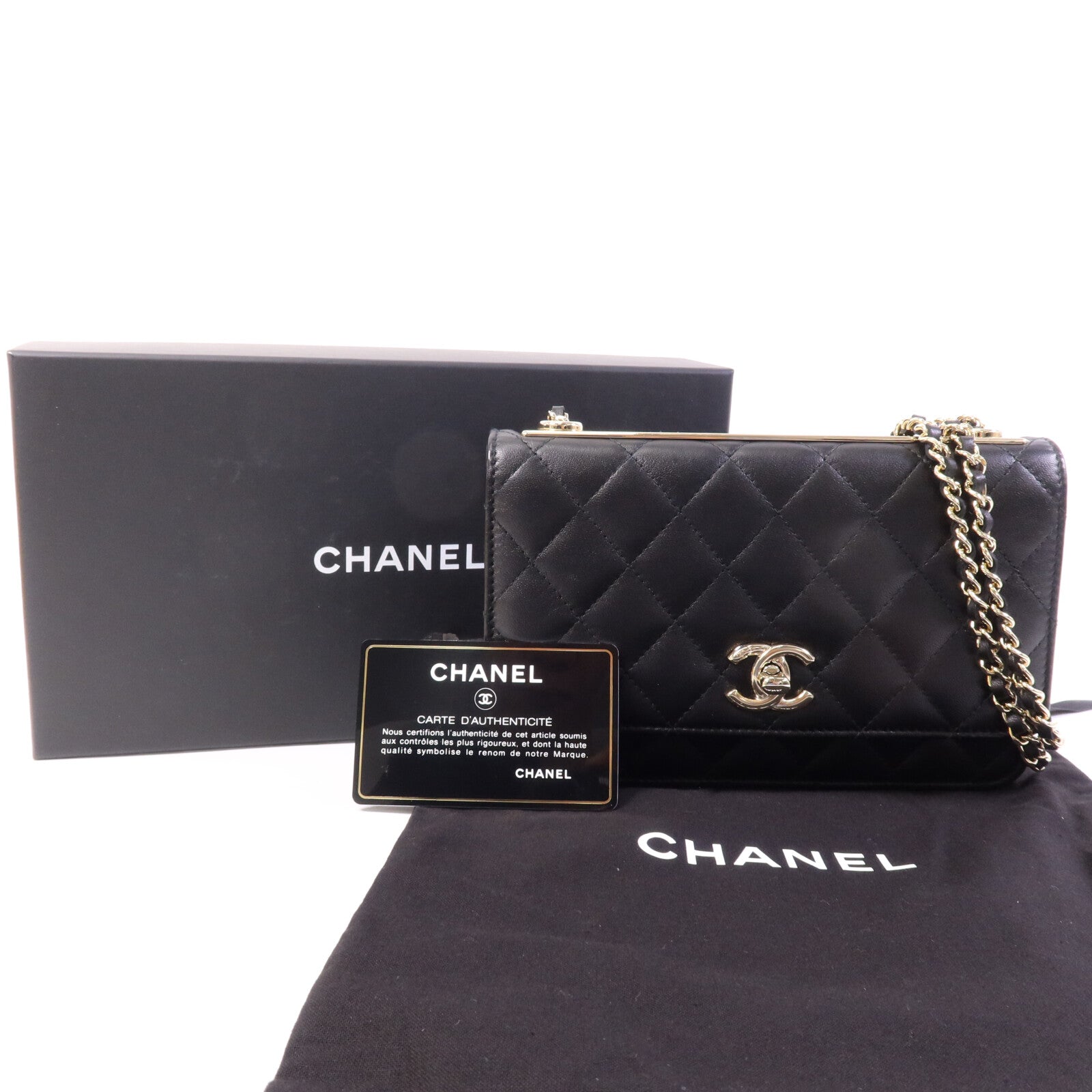 CHANEL 羊皮皮革Trendy CC Wallet On Chain金扣鏈帶肩背袋