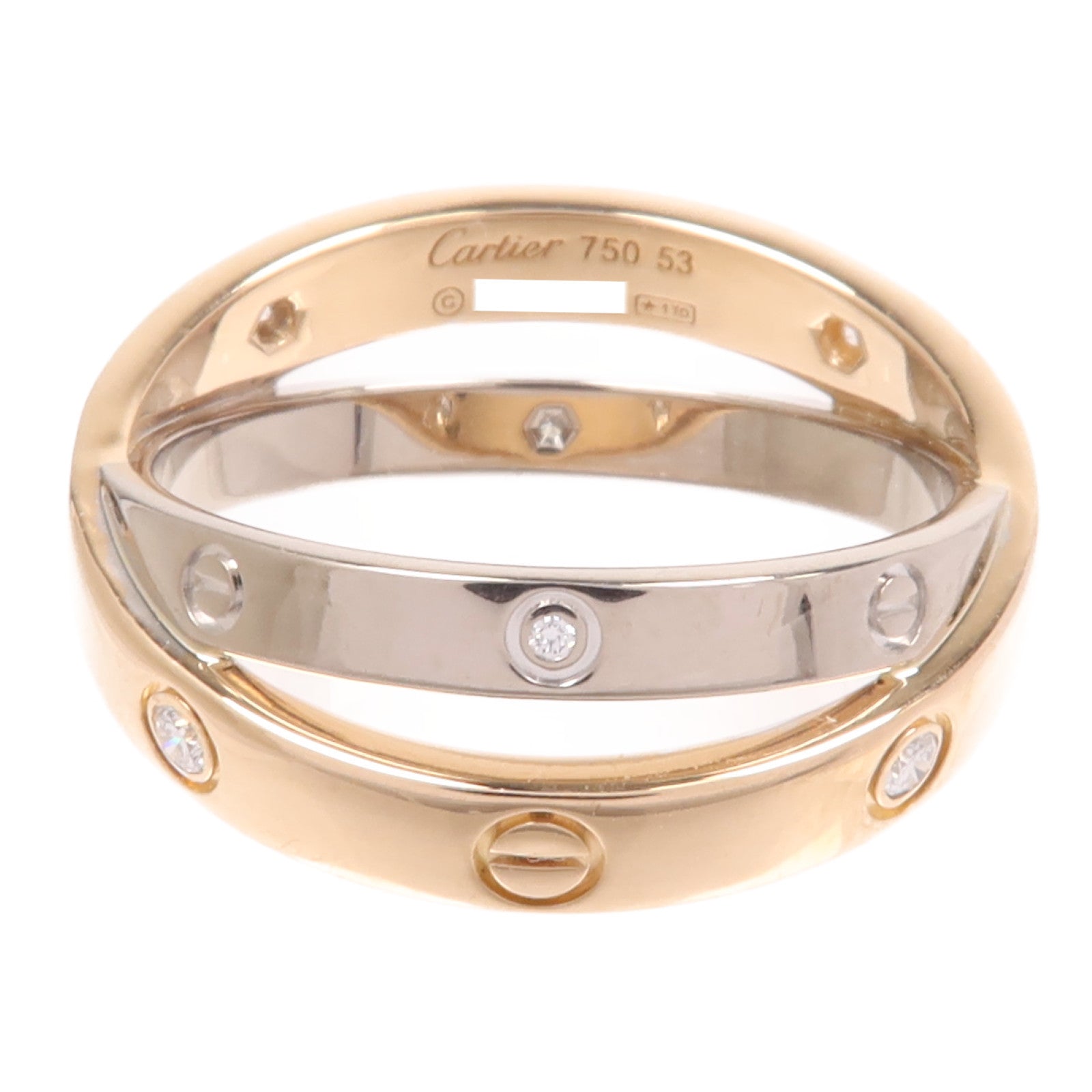 CARTIER 18K白金/玫瑰金Diamond Love Ring鑽石戒指Cartier#53/US#7