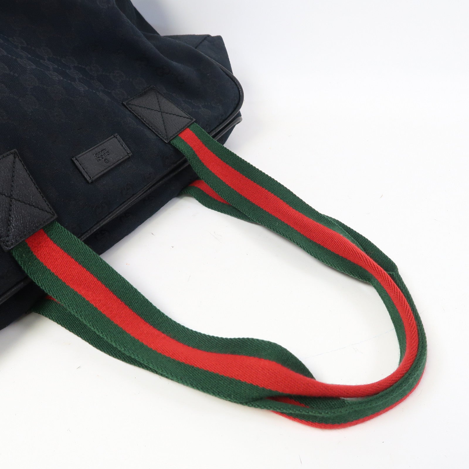 GUCCI 帆布Shoulder Boston Bag銀扣波士頓包黑色