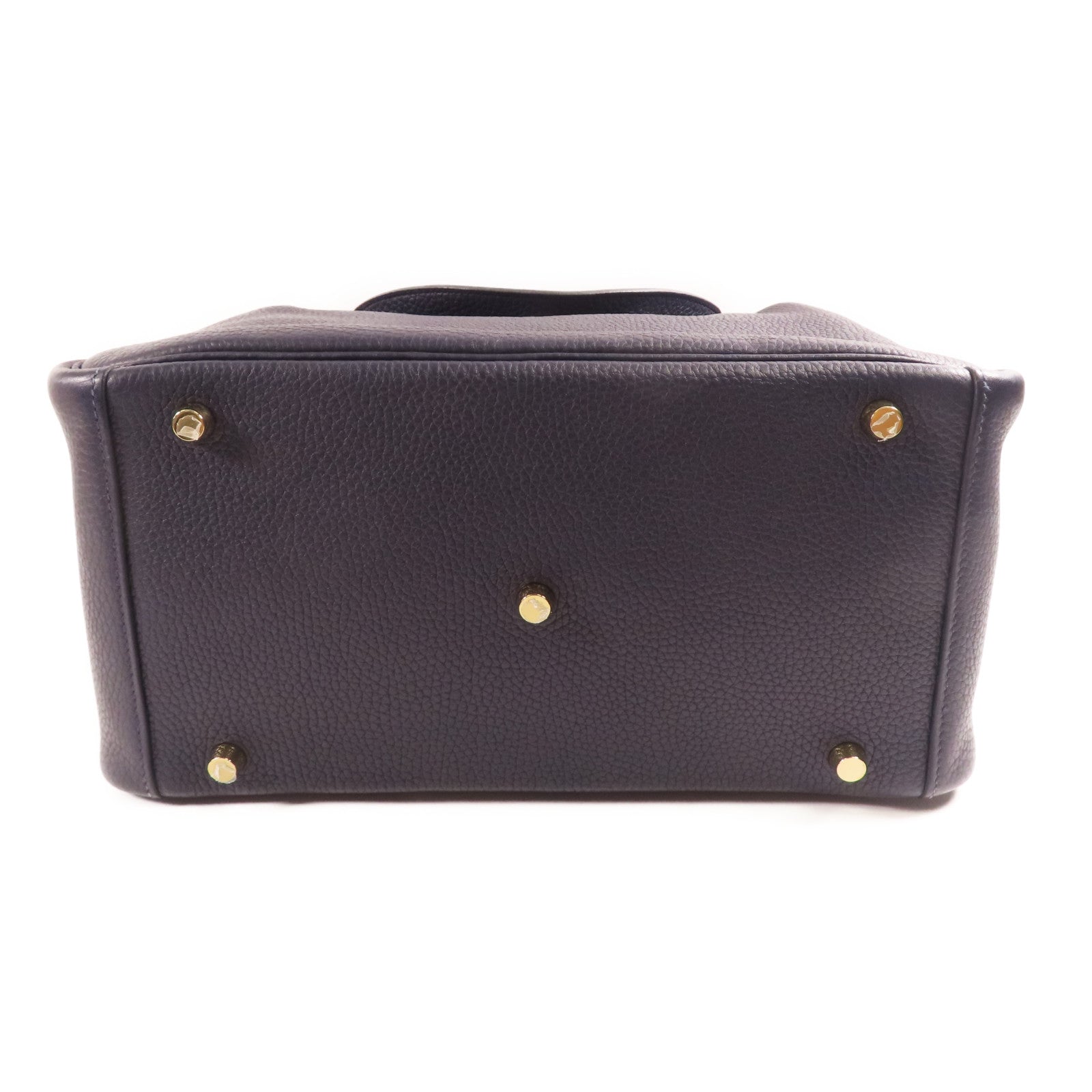 HERMES Clemence皮革Lindy 30金扣手挽肩背兩用袋Blue Nait