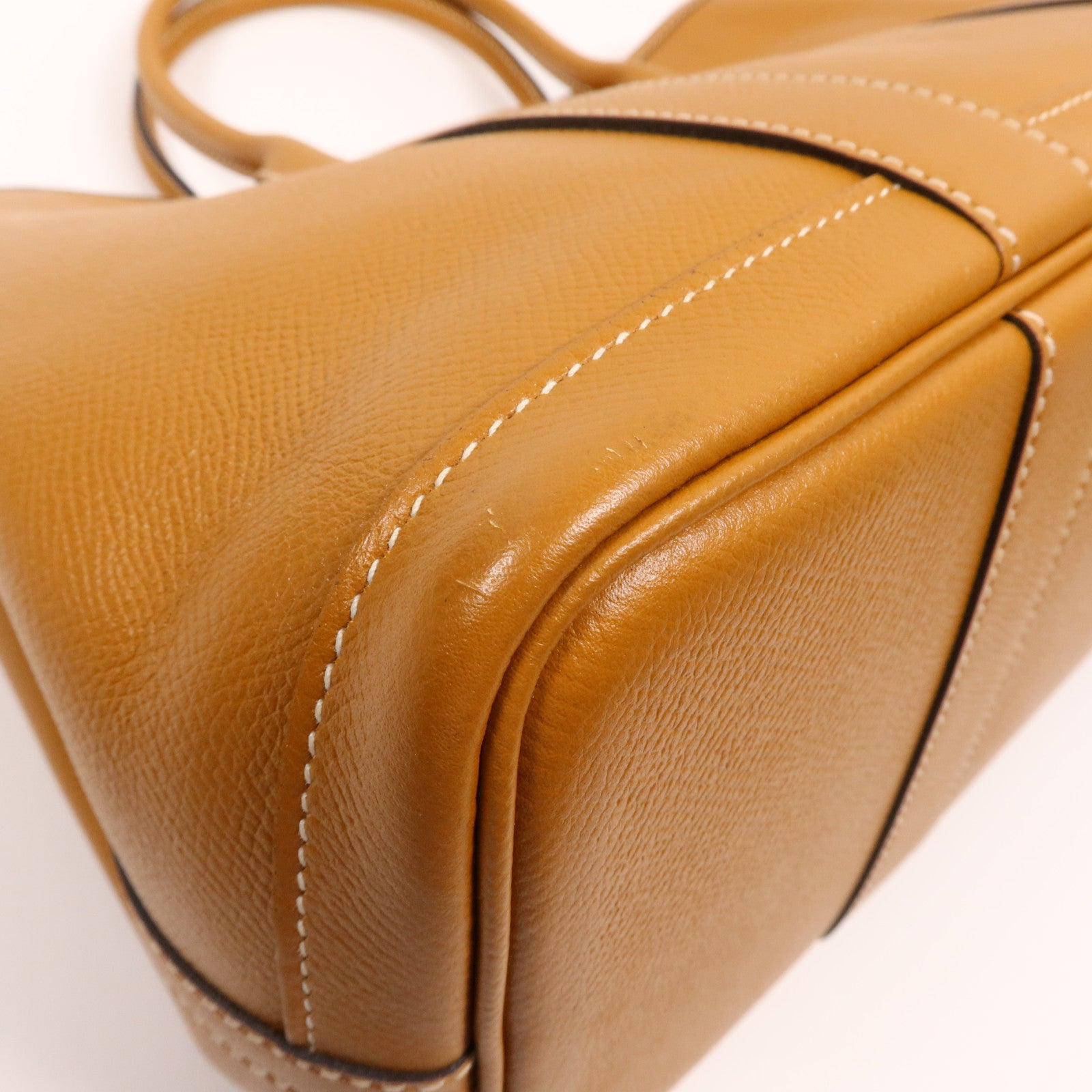HERMES Epsom皮革Garden Party TPM銀扣手挽袋Toffee