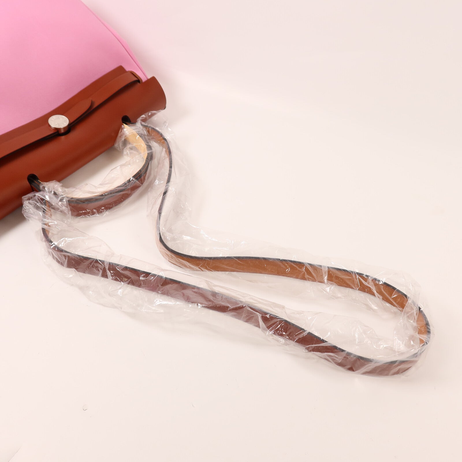 HERMES 【激減優惠】帆布Herbag PM銀扣手挽肩背兩用袋Rose Azalee