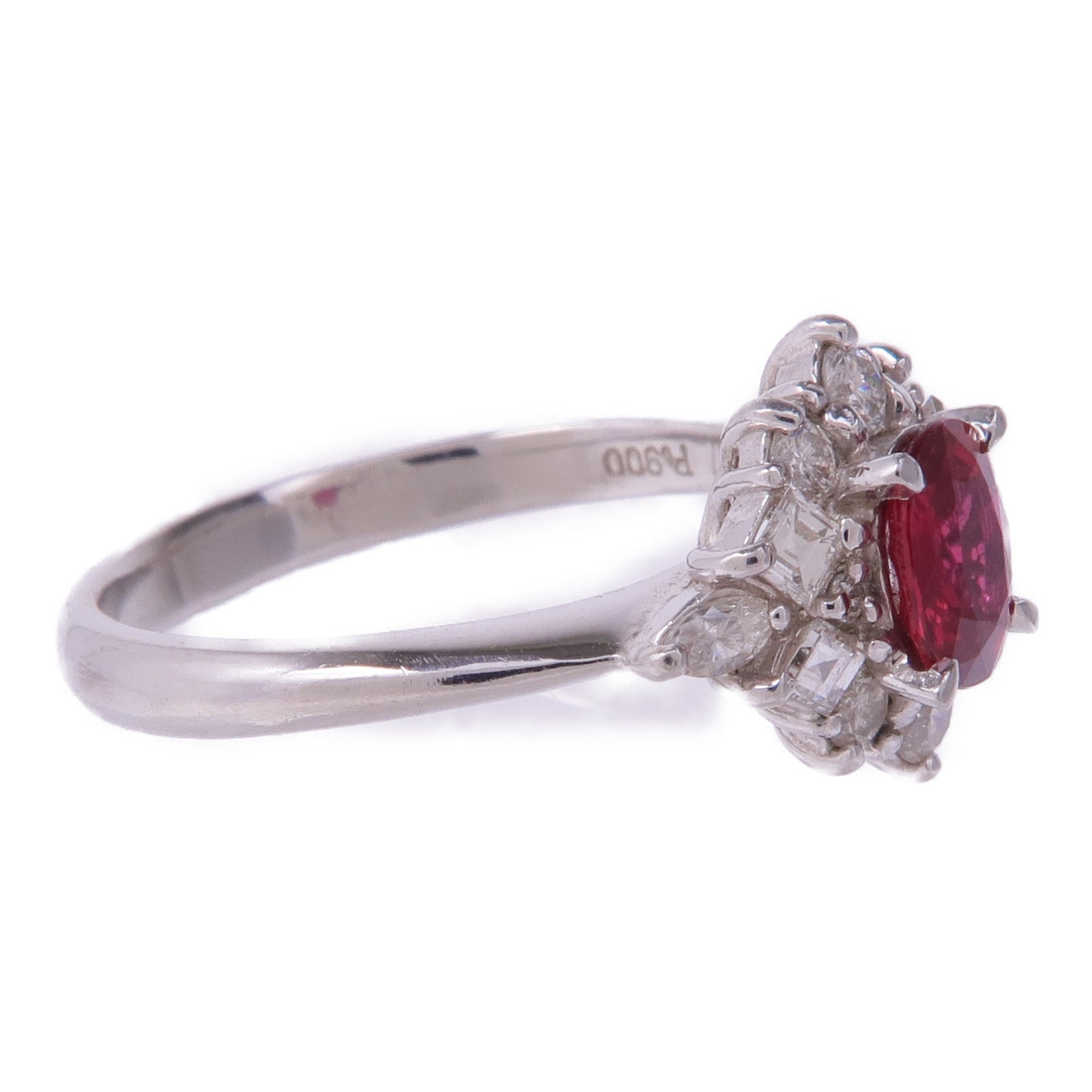 JEWELRY PT900鉑金Ruby Diamond Ring紅寶石/鑽石戒指US#6.5