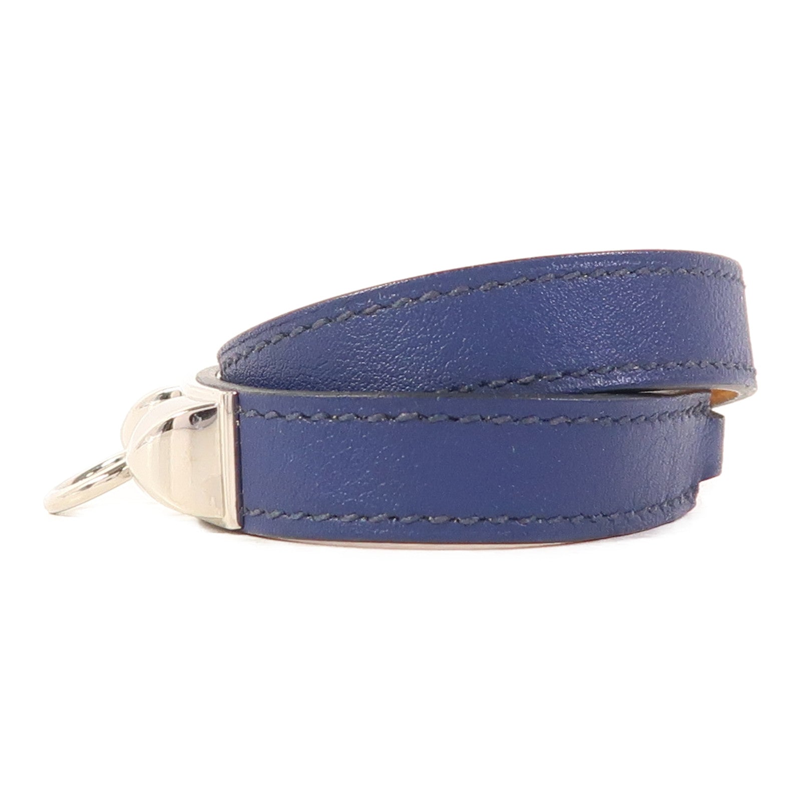 HERMES Swift皮革Rivale Double Tour手鐲Bleu Saphir