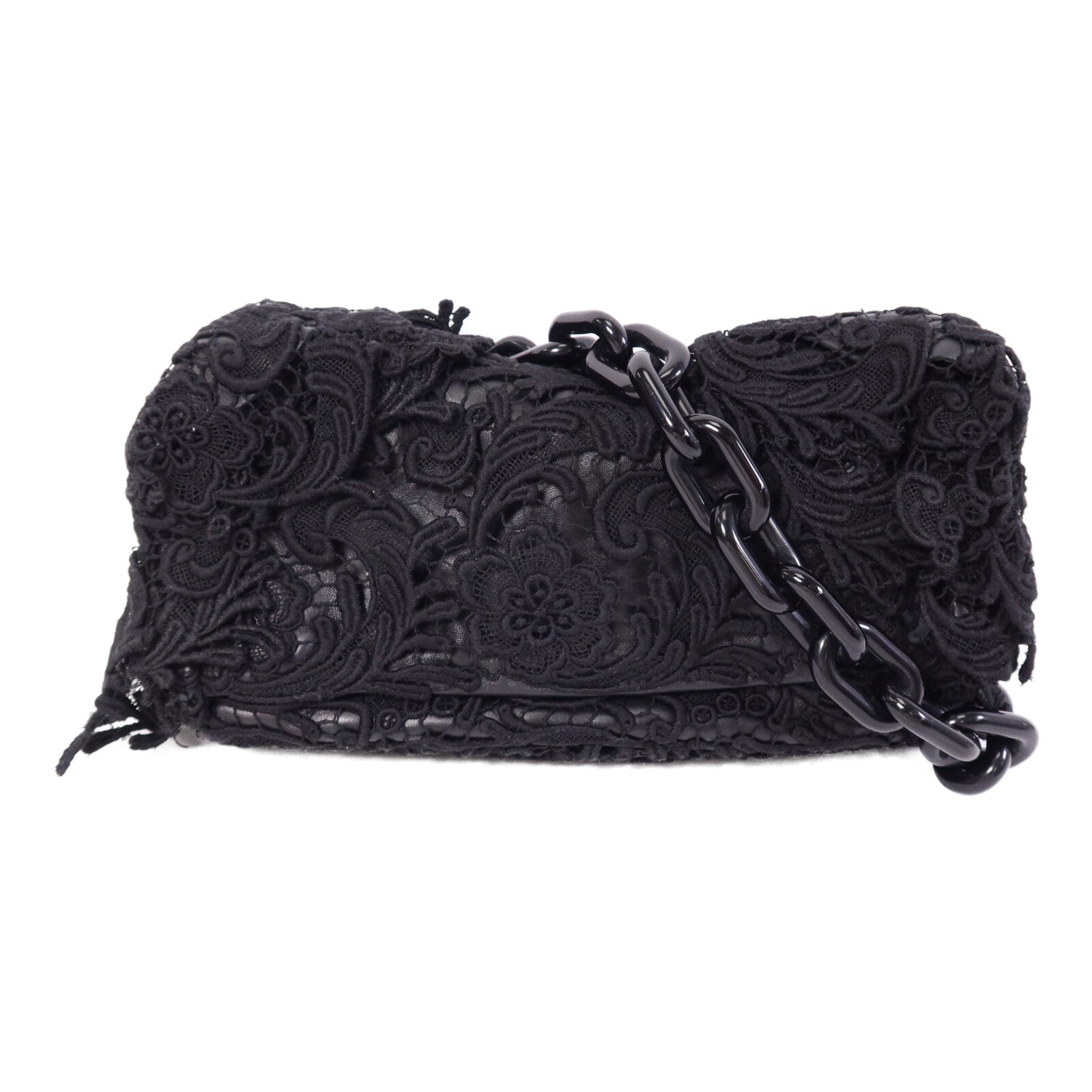 PRADA 針織布料/羊皮皮革Guipure Lace Shoulder Bag肩背袋