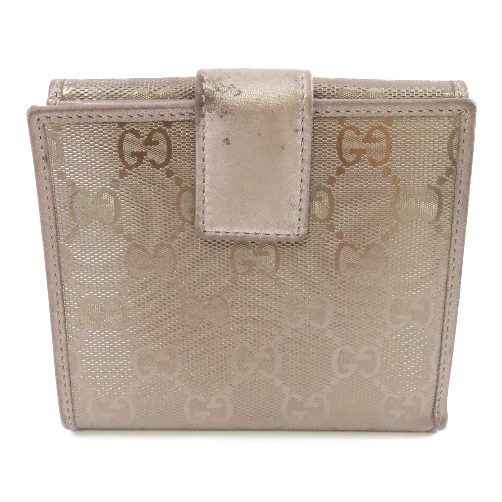 GUCCI 塗層帆布GG Imprime Wallet銀扣錢包銅色