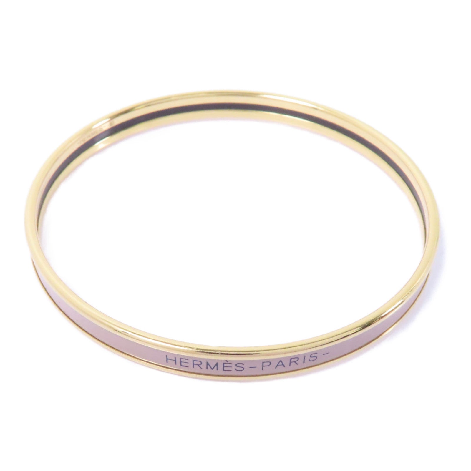 HERMES 琺瑯/金屬Uni Bangle手鐲Marron Glace/金色/灰色