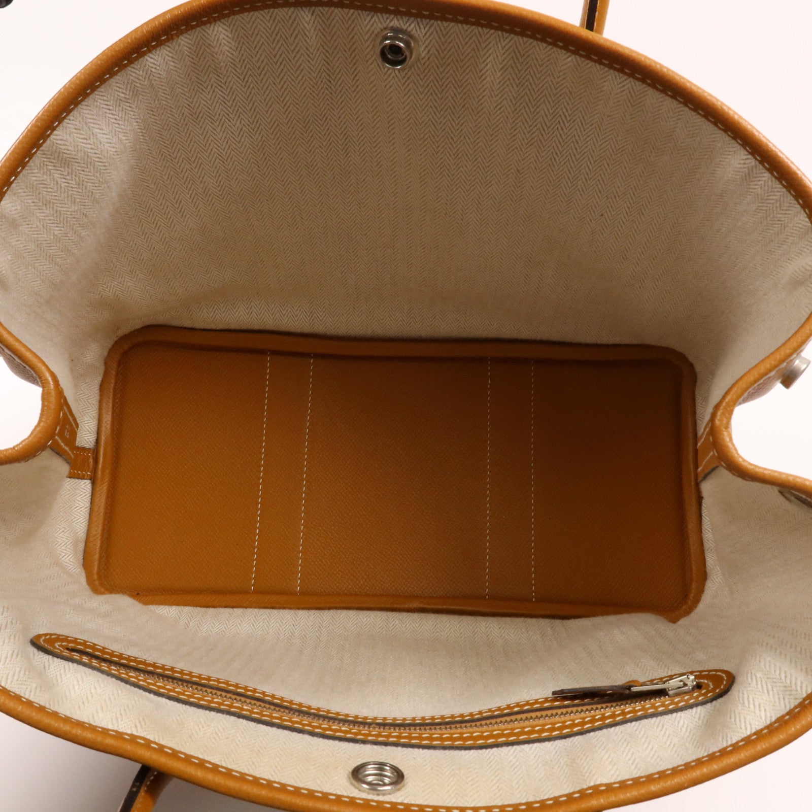 HERMES Epsom皮革Garden Party TPM銀扣手挽袋Toffee
