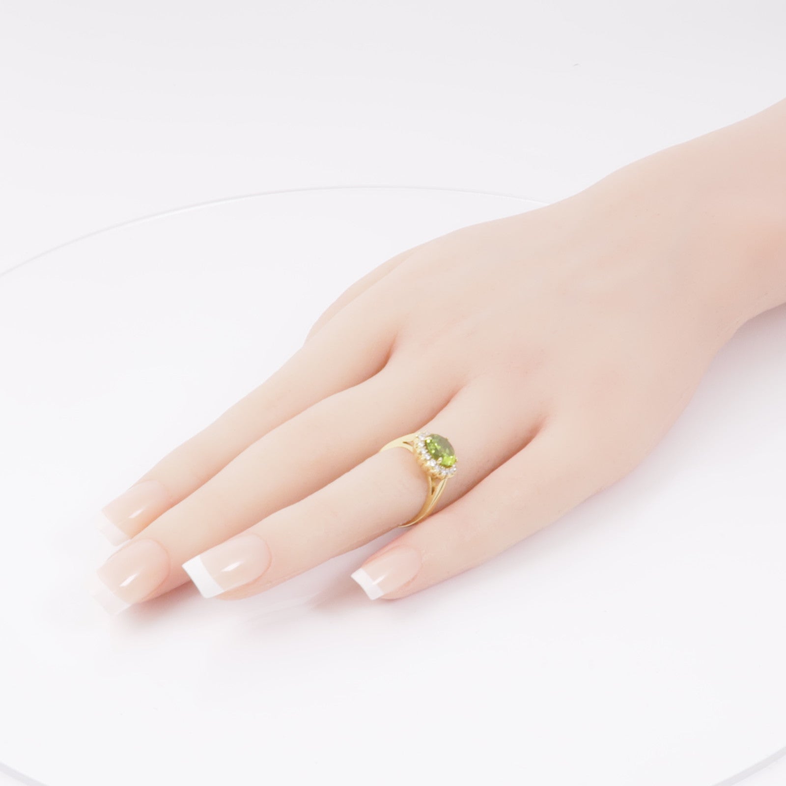 JEWELRY 18K黃金Peridot/Diamond Ring橄欖石/鑽石戒指US#4.75