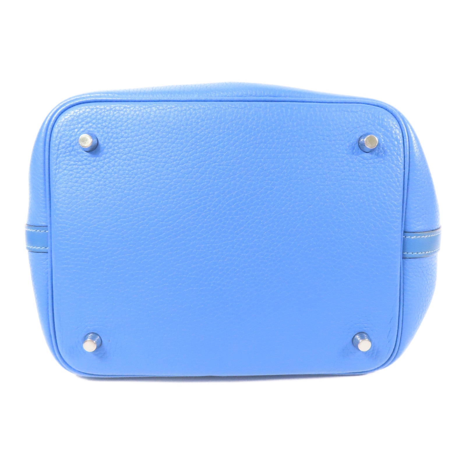 HERMES Clemence皮革Picotin MM銀扣肩背袋Blue Paradise