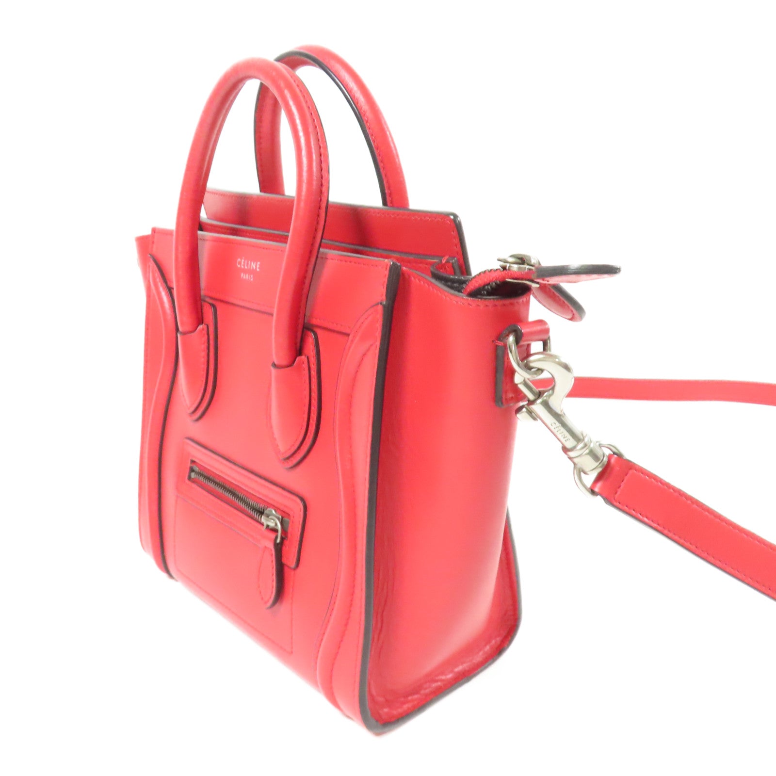 CELINE 牛皮皮革Nano Luggage銀扣手挽肩背兩用袋