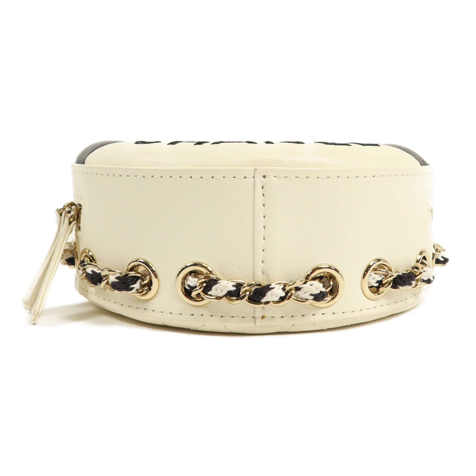 CHANEL 羊皮皮革Coco Life Saver Round Bag金扣鏈帶肩背袋