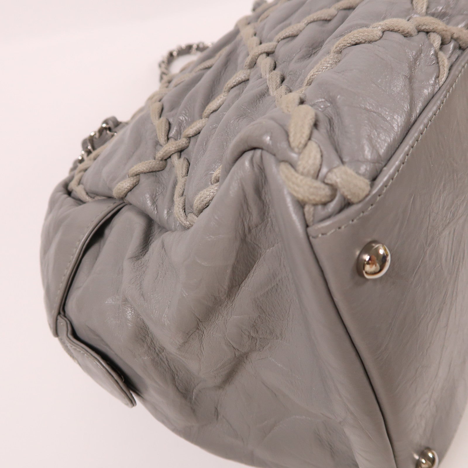 CHANEL 牛皮皮革Chain Shoulder銀扣鏈帶肩背袋