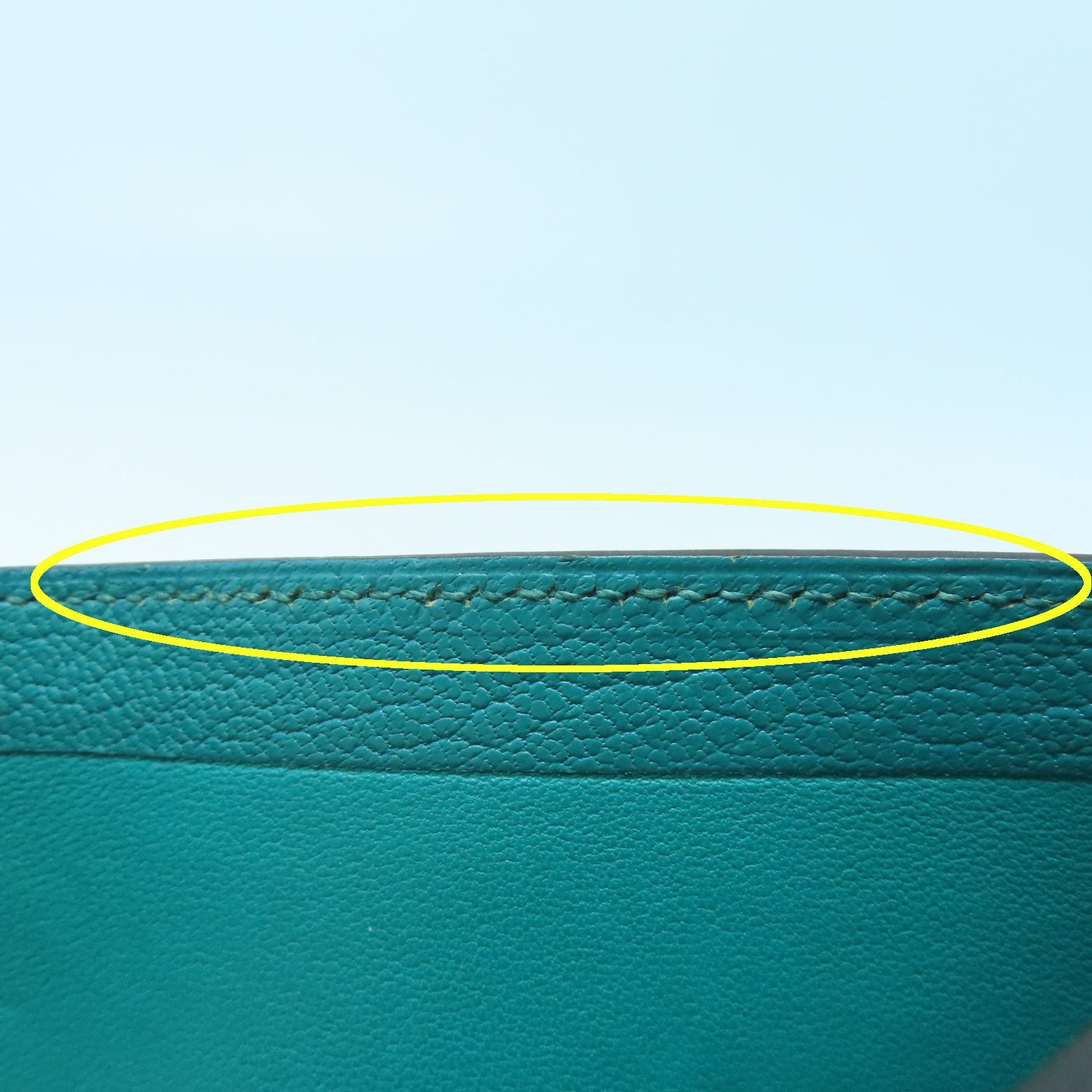 HERMES Chevre Leather Bearn Wallet Gold Buckle Wallet Peacock Blue