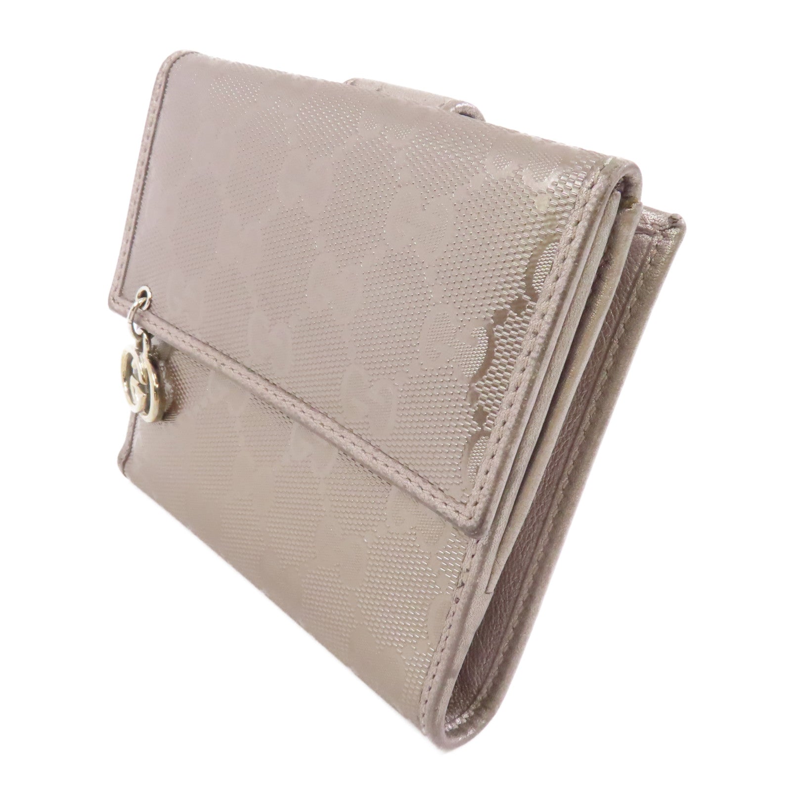 GUCCI 塗層帆布GG Imprime Wallet銀扣錢包銅色