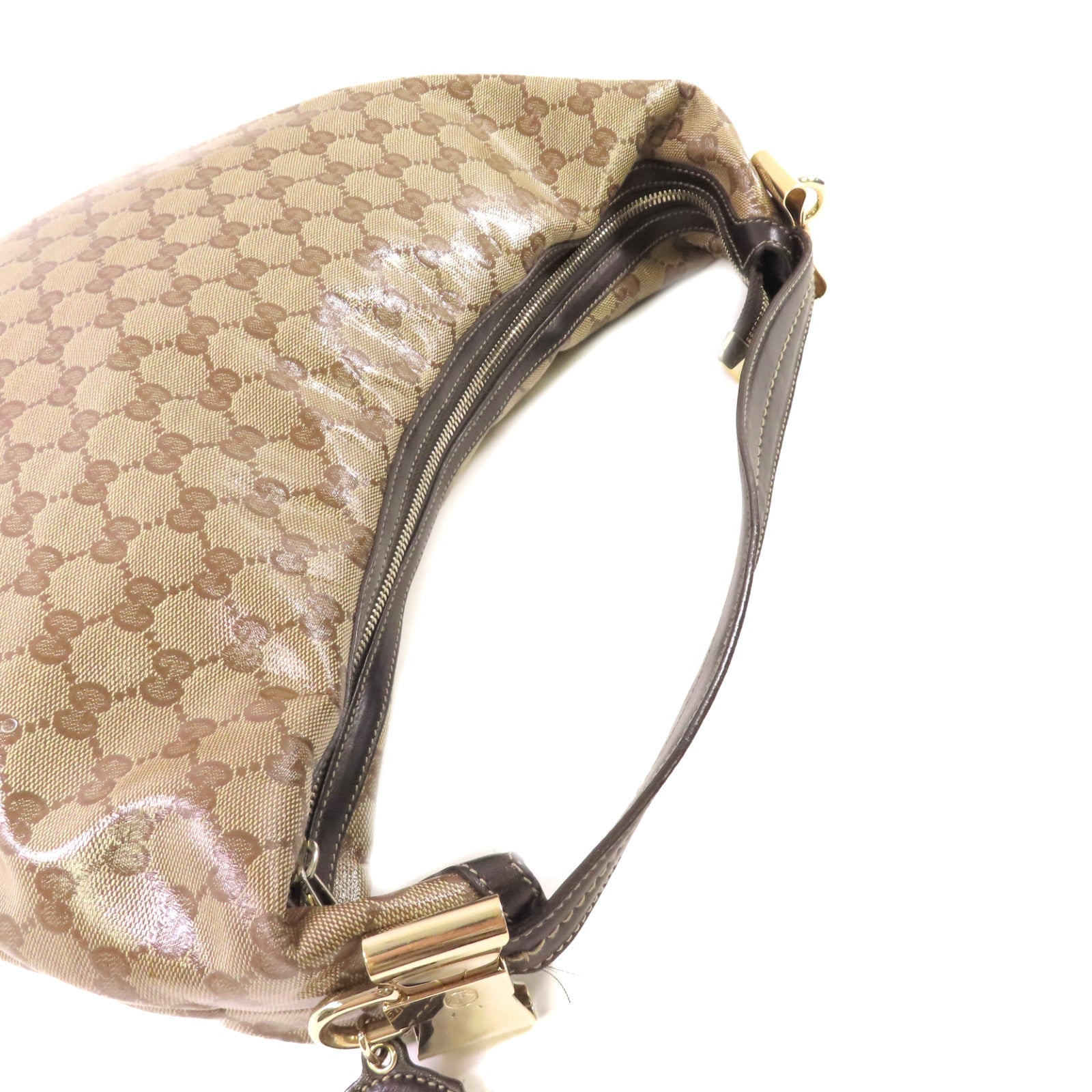 GUCCI 【激減優惠】塗層帆布Duchessa Shoulder Bag金扣肩背袋啡色