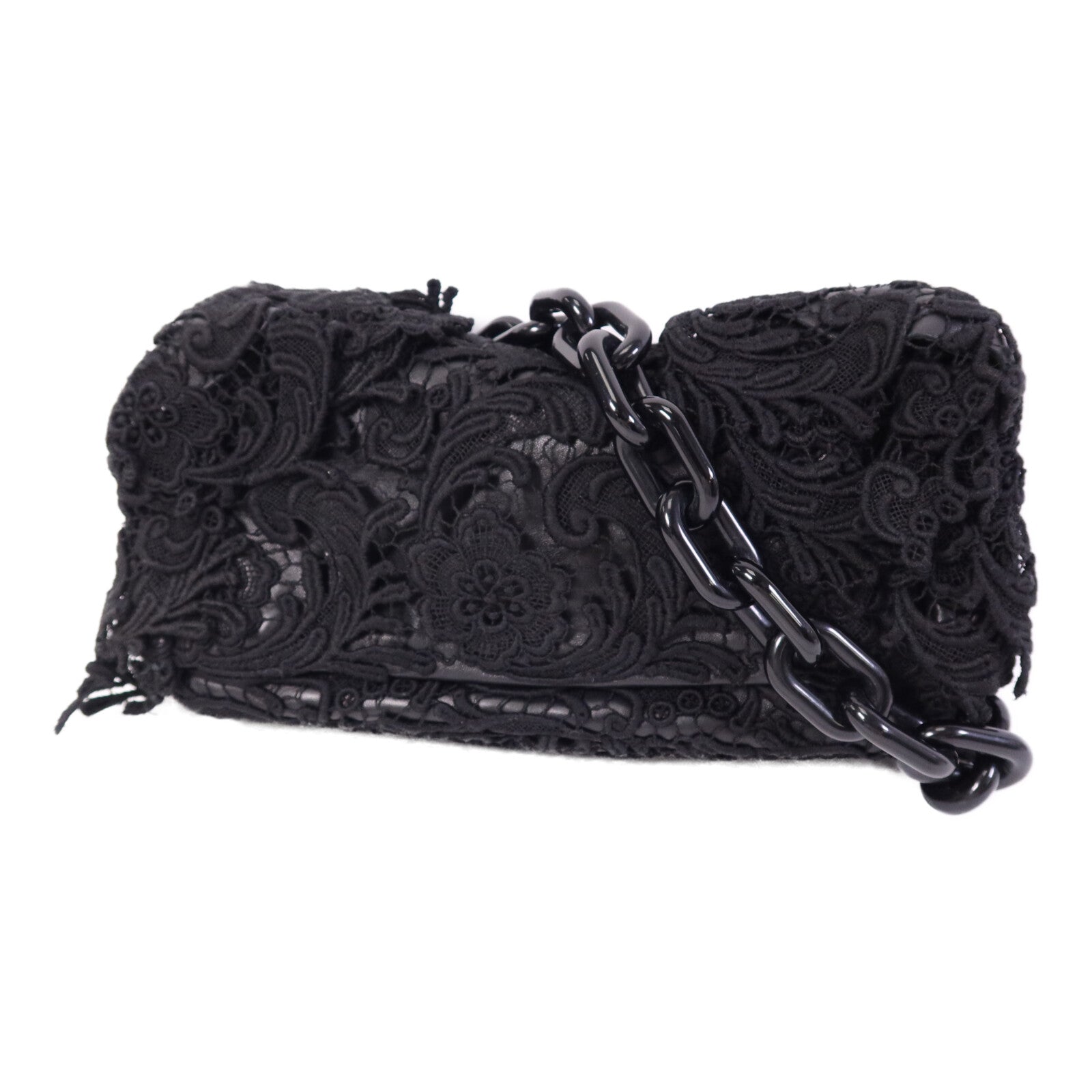 PRADA 針織布料/羊皮皮革Guipure Lace Shoulder Bag肩背袋
