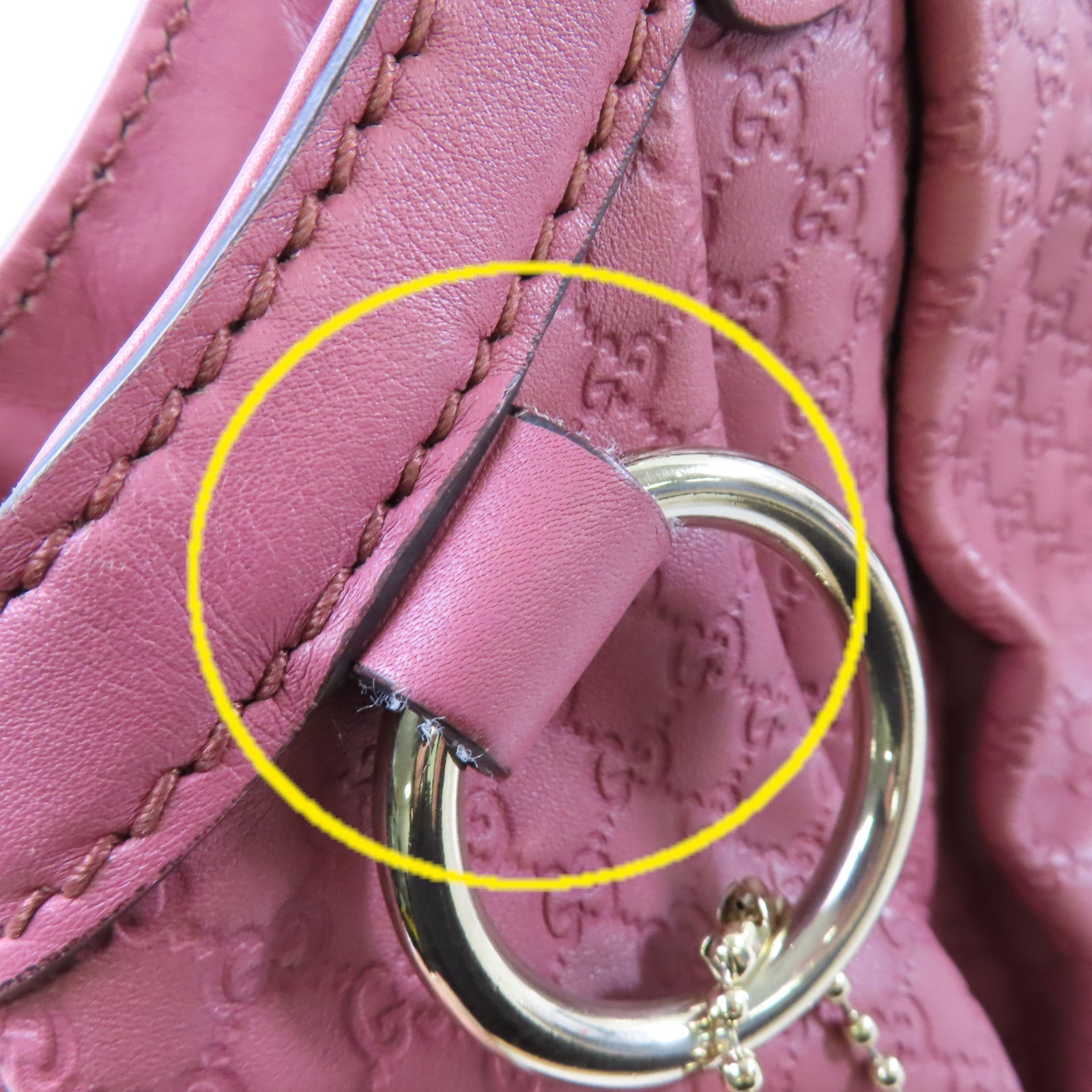 GUCCI 牛皮皮革Sukey Tote Bag金扣肩背袋深粉紅色