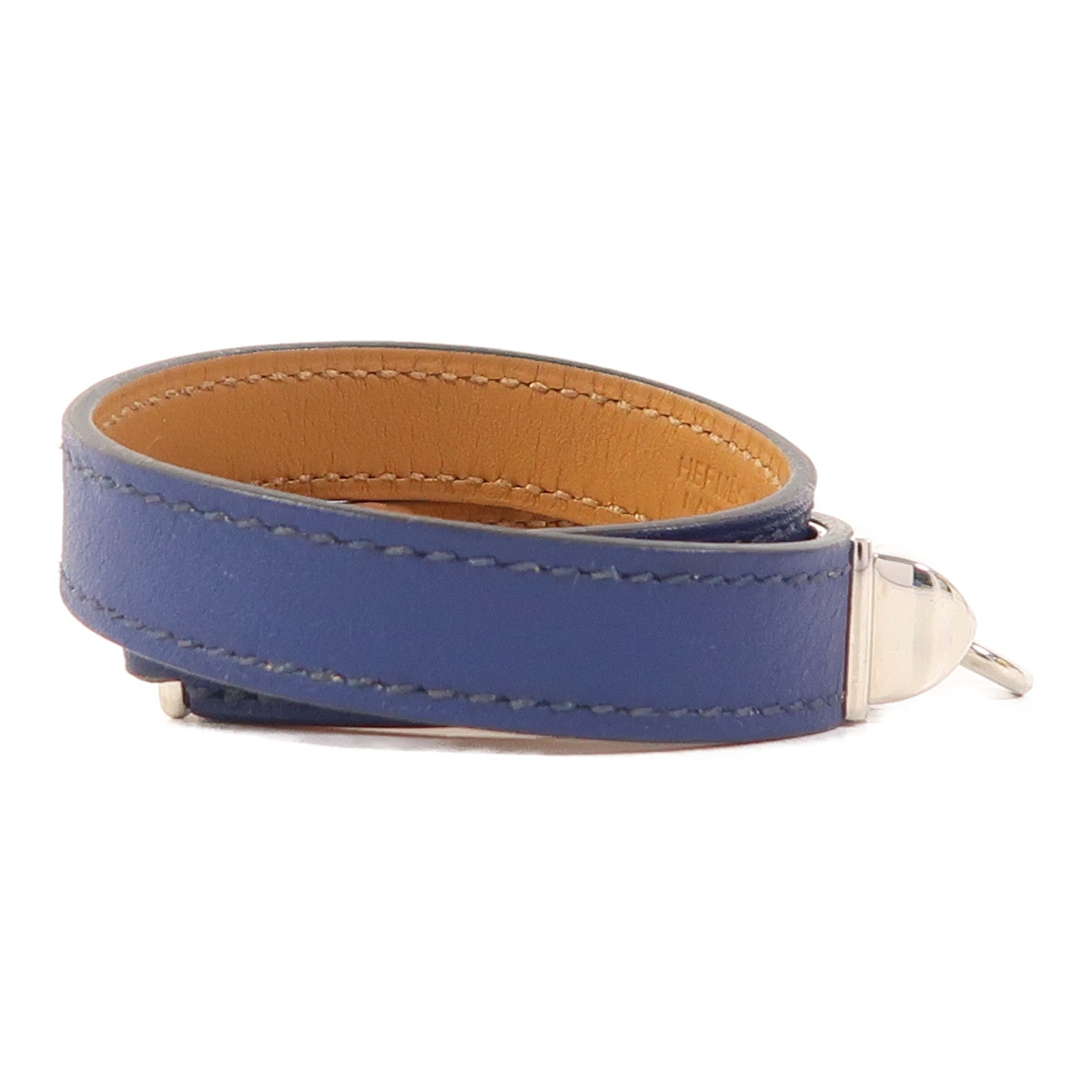 HERMES 【激減優惠】Swift皮革Rivale Double Tour手鐲Bleu Saphir