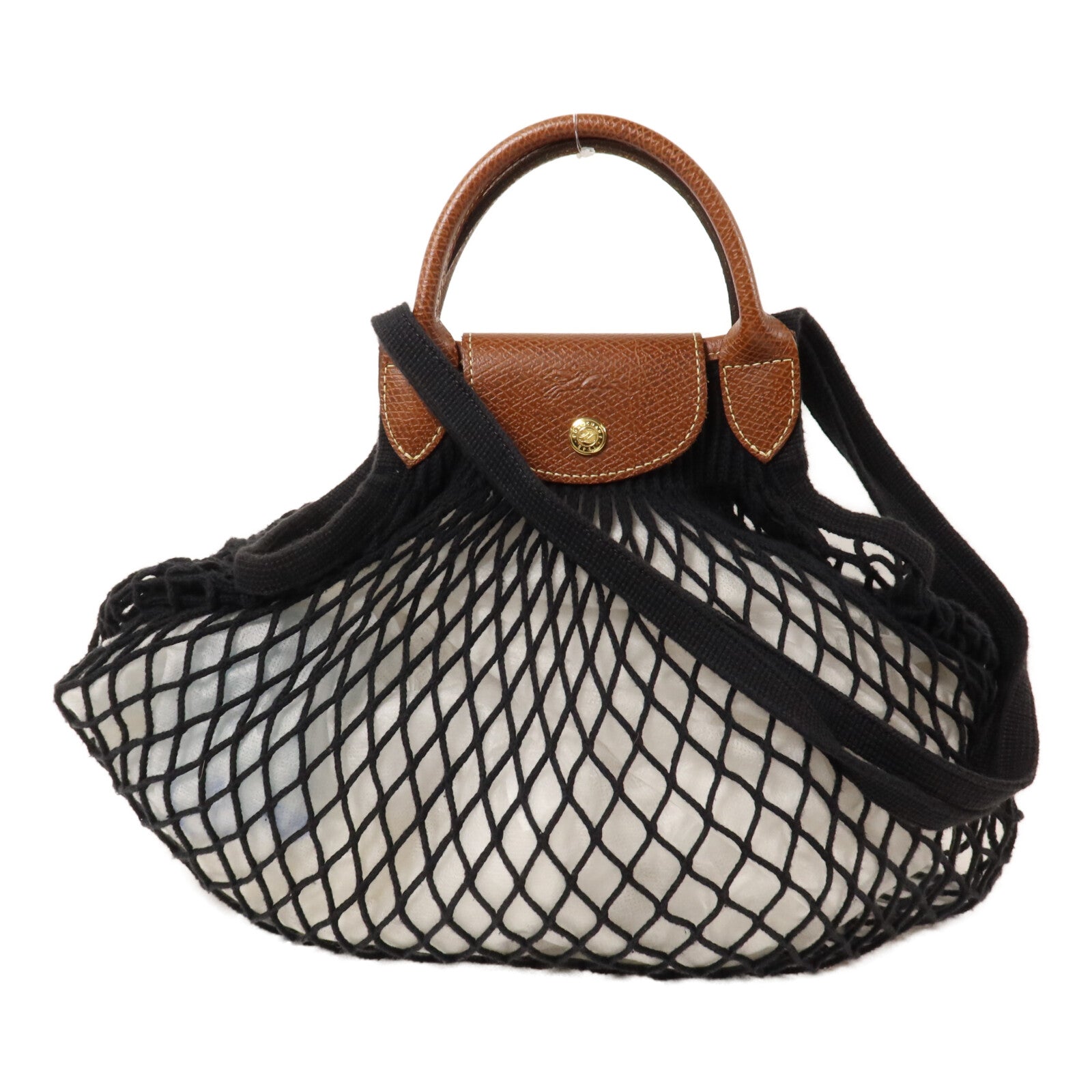 Longchamp 棉質/皮革Le Pliage Filet L手挽肩背兩用袋 定價 HK$680.00