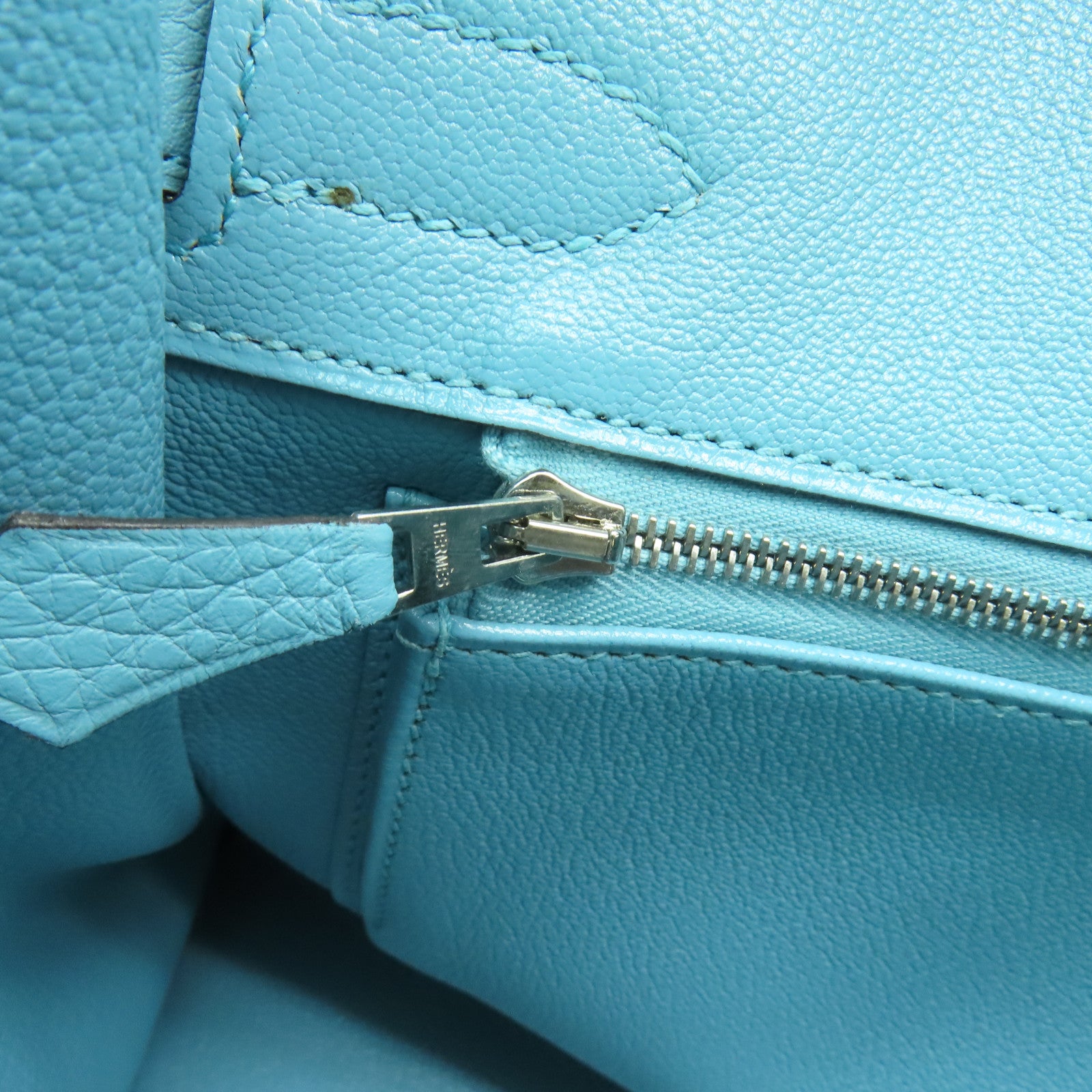 HERMES 【清倉大減價】Togo皮革Birkin 30銀扣手挽袋Bleu Saint Cyr淺藍色