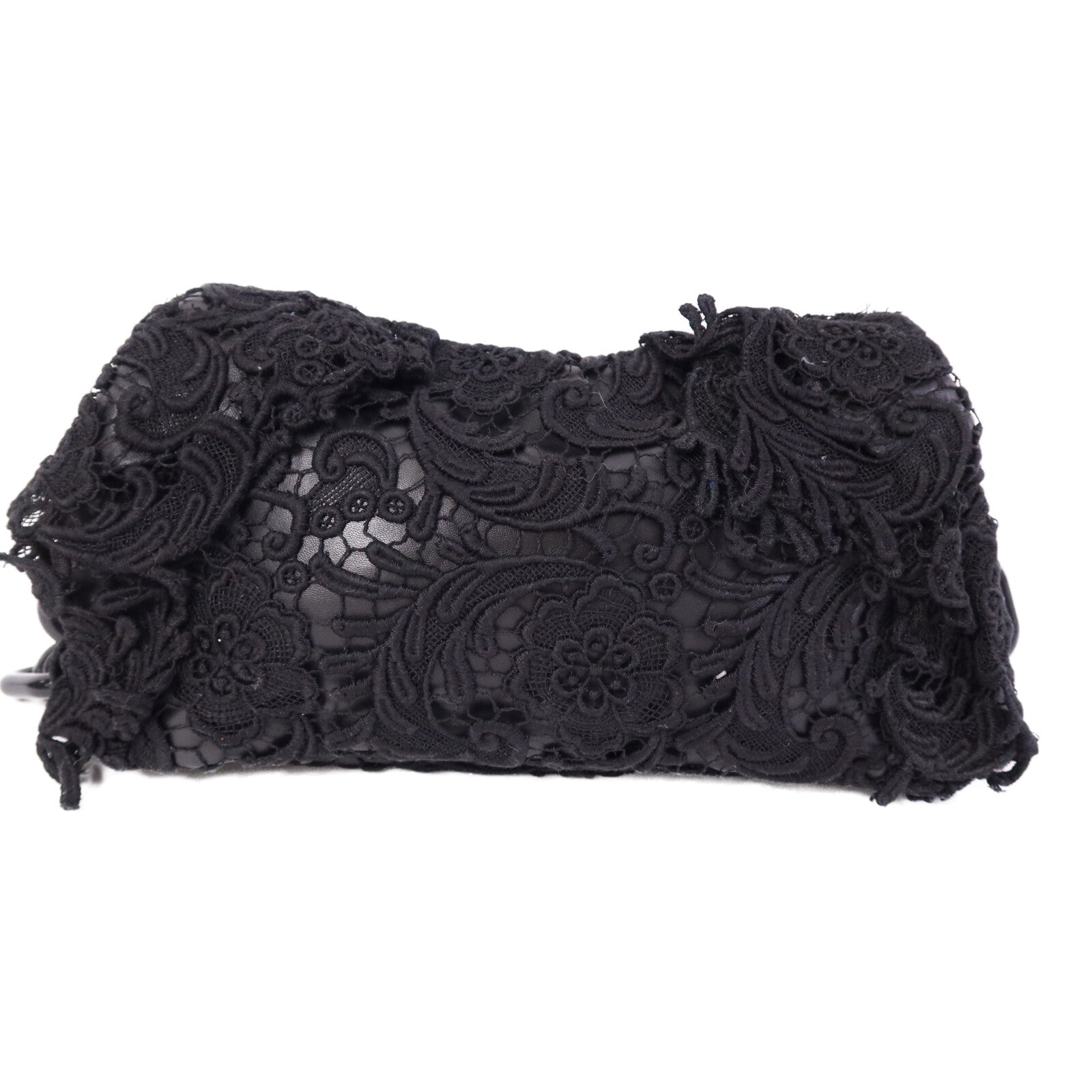 PRADA 針織布料/羊皮皮革Guipure Lace Shoulder Bag肩背袋