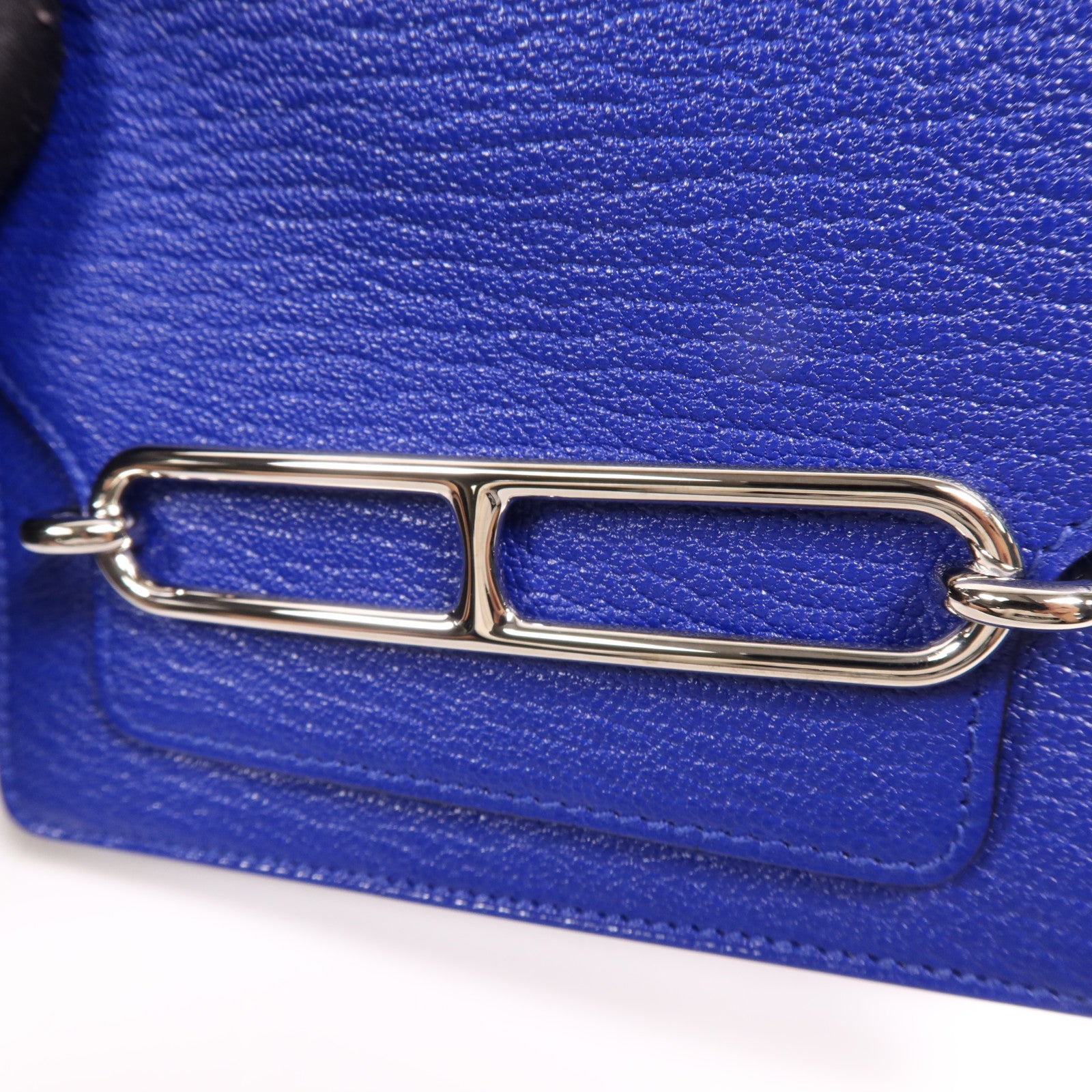 HERMES Chevre皮革Roulis Slim手拿包Bleu Electrique