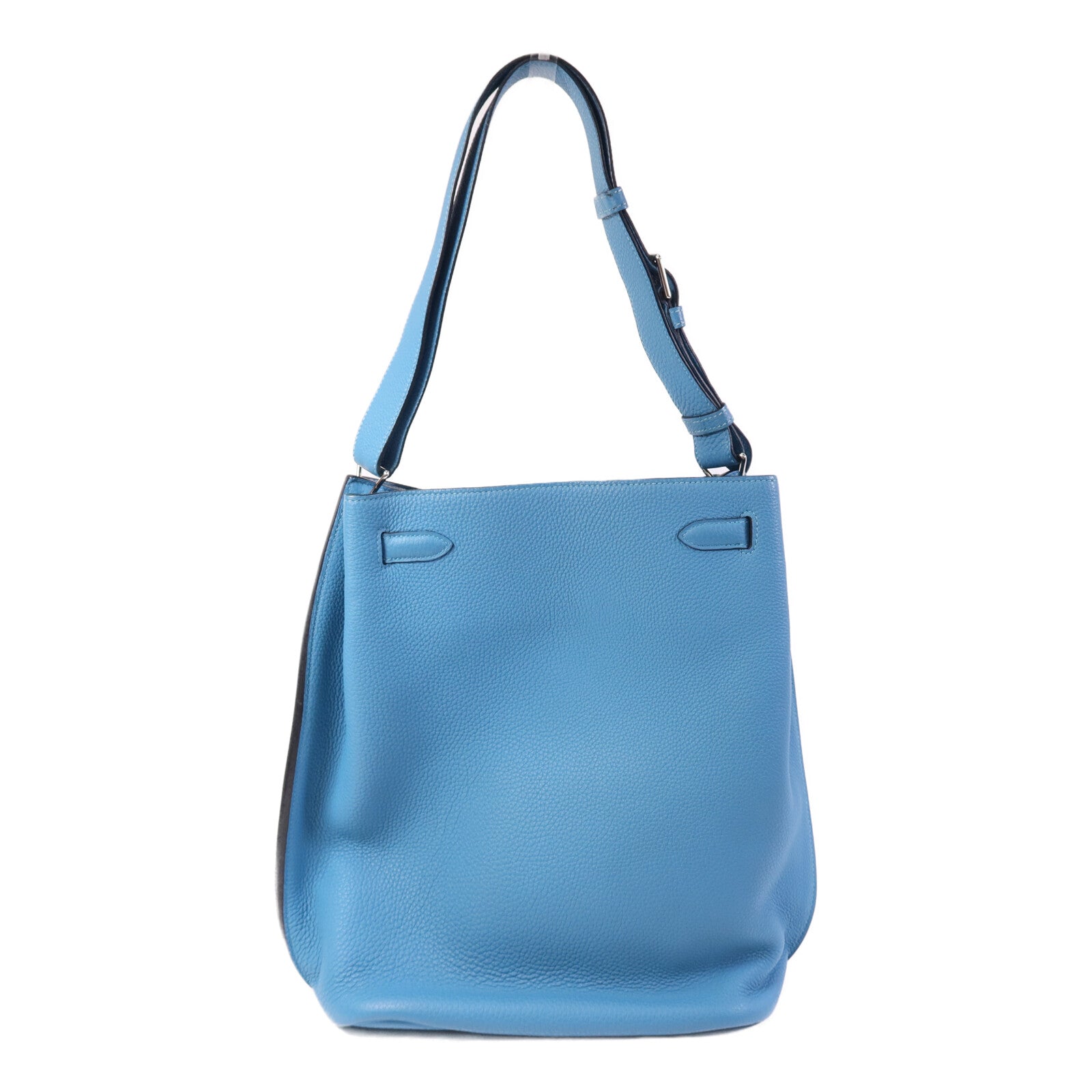 HERMES Clemence皮革So Kelly 26銀扣肩背袋Turquoise