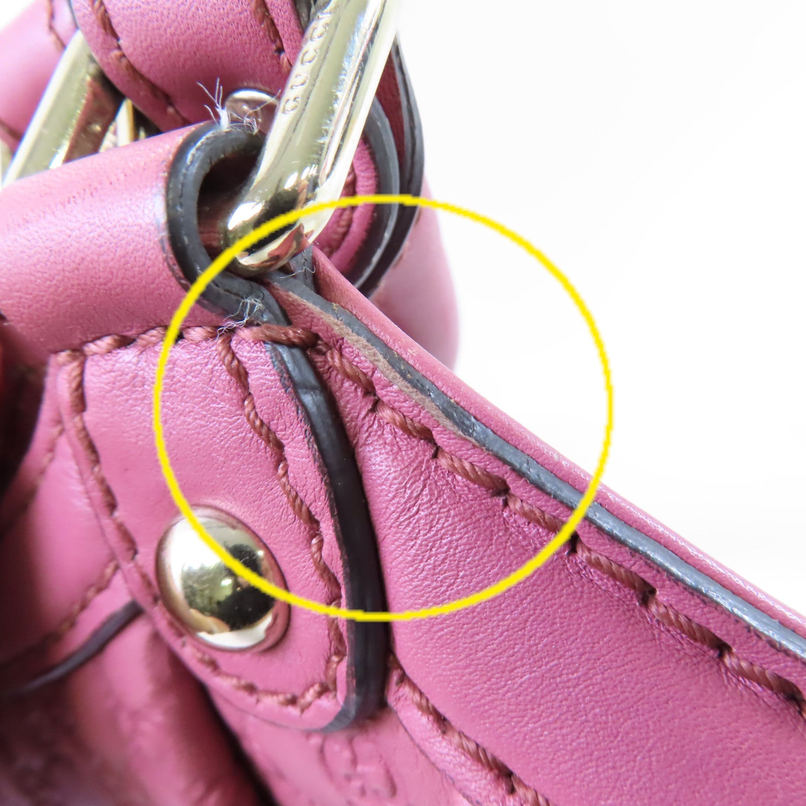 GUCCI 牛皮皮革Sukey Tote Bag金扣肩背袋深粉紅色