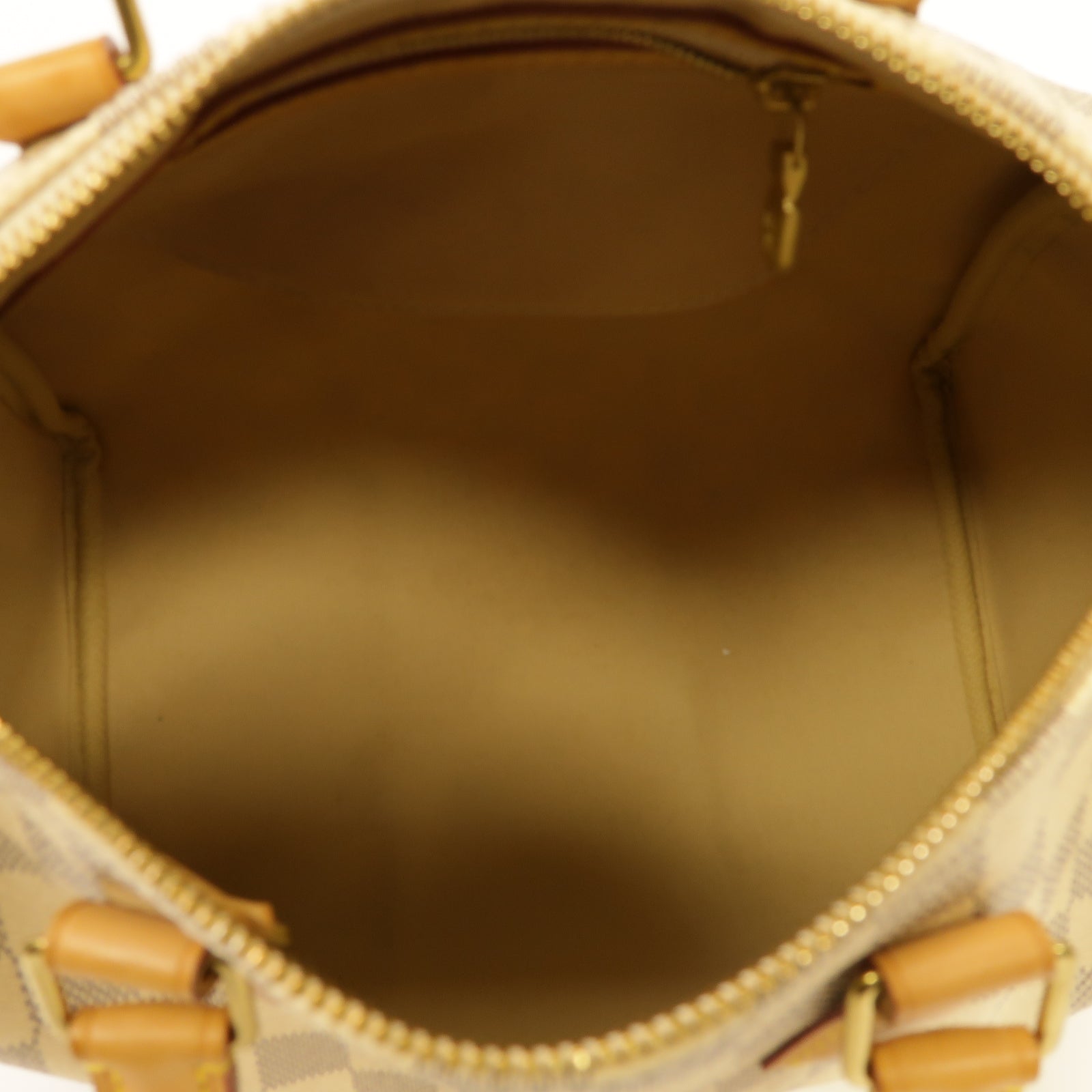 LOUIS VUITTON Damier Azur Speedy 25金扣手挽袋白色
