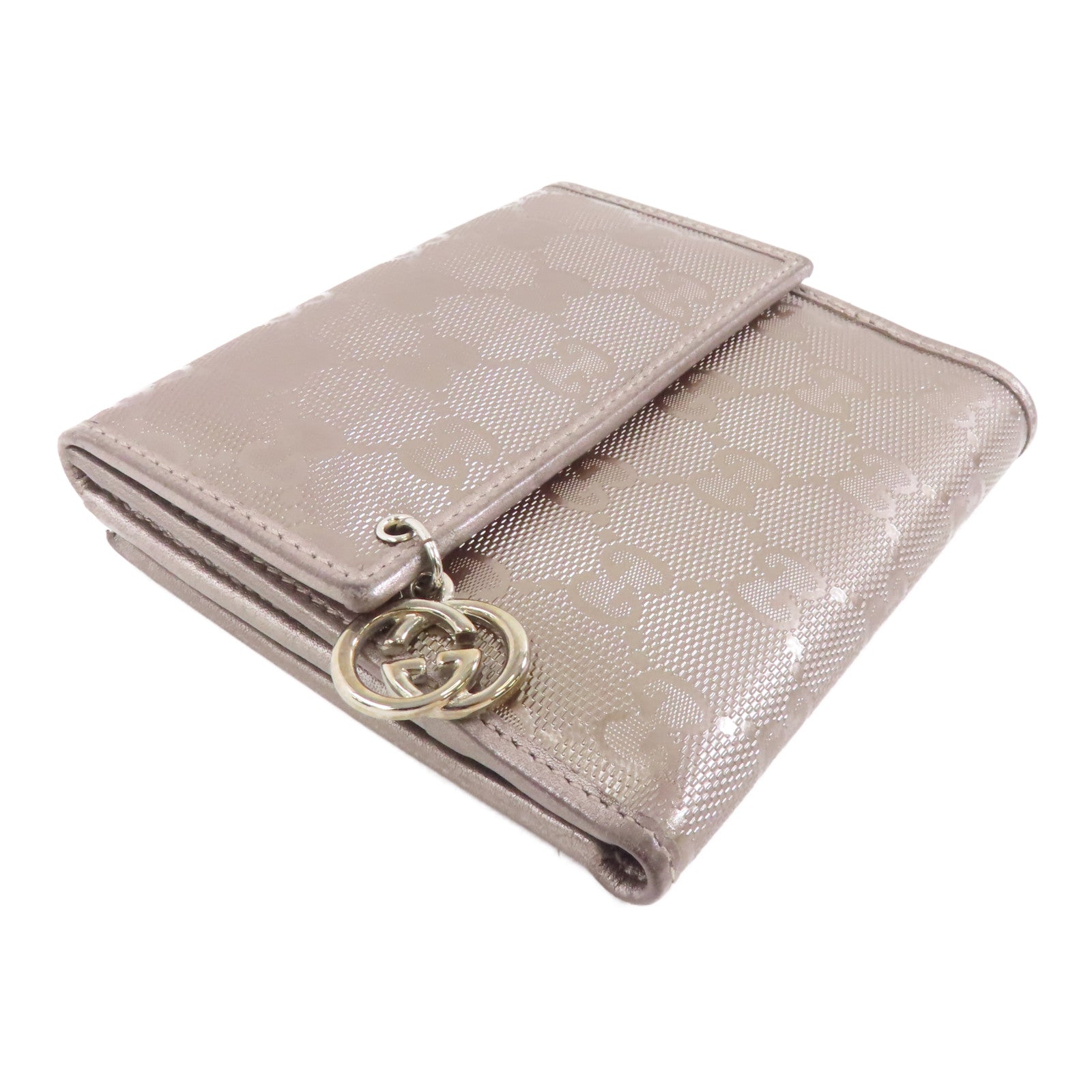 GUCCI 塗層帆布GG Imprime Wallet銀扣錢包銅色