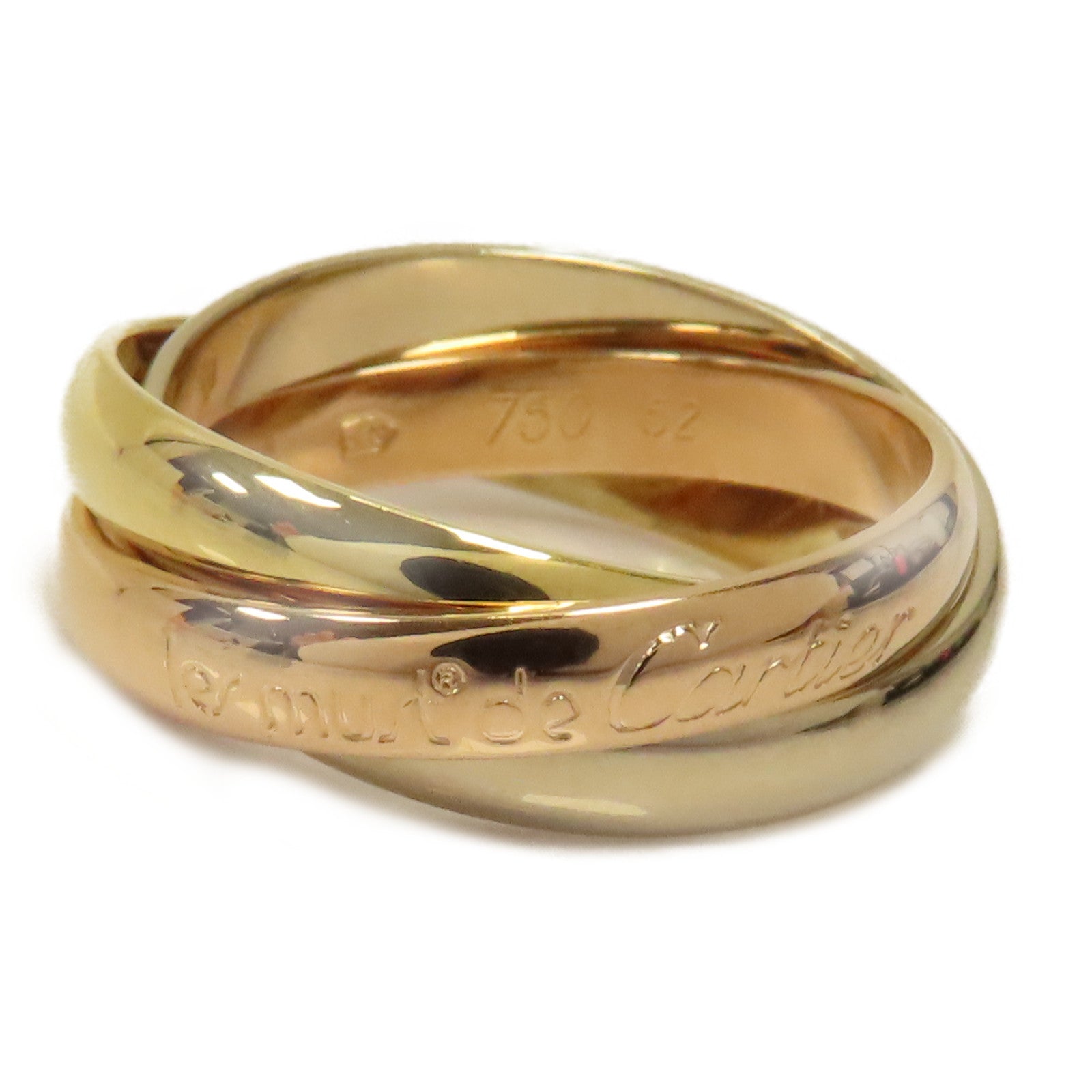 CARTIER 18K黄金/玫瑰金/白金Trinity Ring戒指US#6/Cartier#52