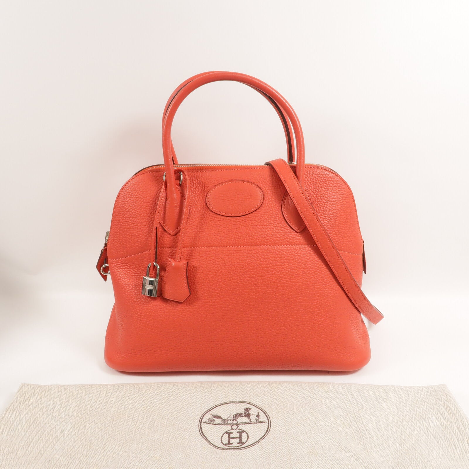 HERMES Togo皮革Bolide 31手挽肩背兩用袋Rouge Pivoine