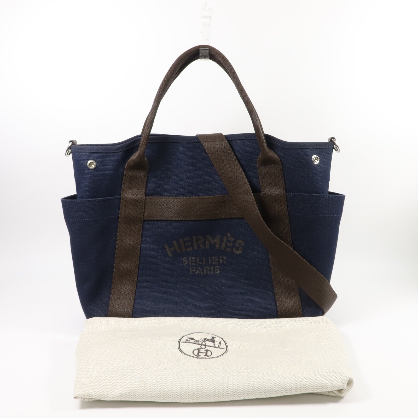 HERMES 帆布Grooming Bag手挽肩背兩用袋