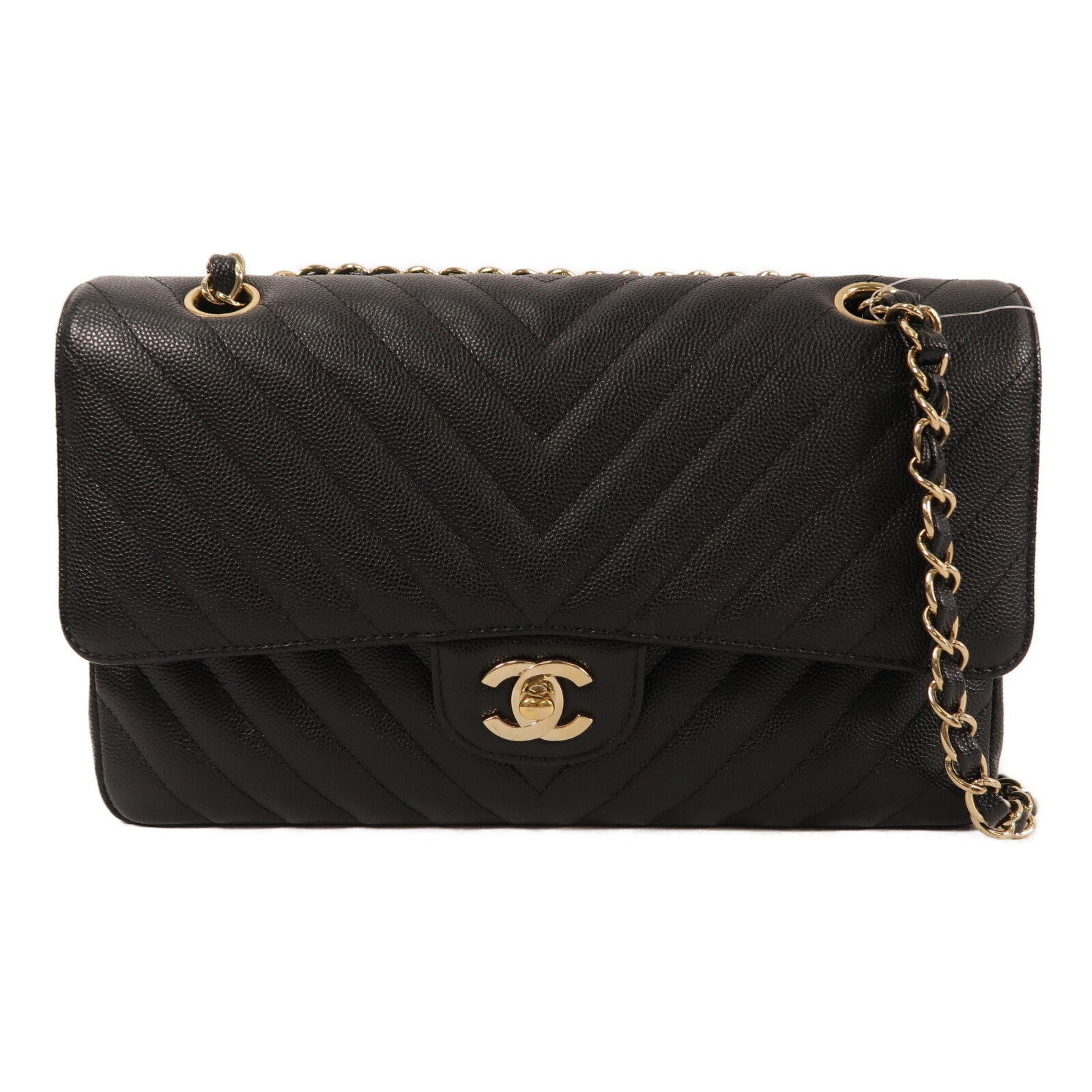 CHANEL 牛皮皮革Classic 25 Chevron鏈帶肩背袋
