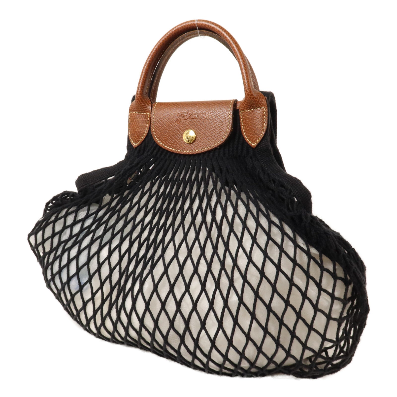 Longchamp 棉質/皮革Le Pliage Filet L手挽肩背兩用袋 定價 HK$680.00
