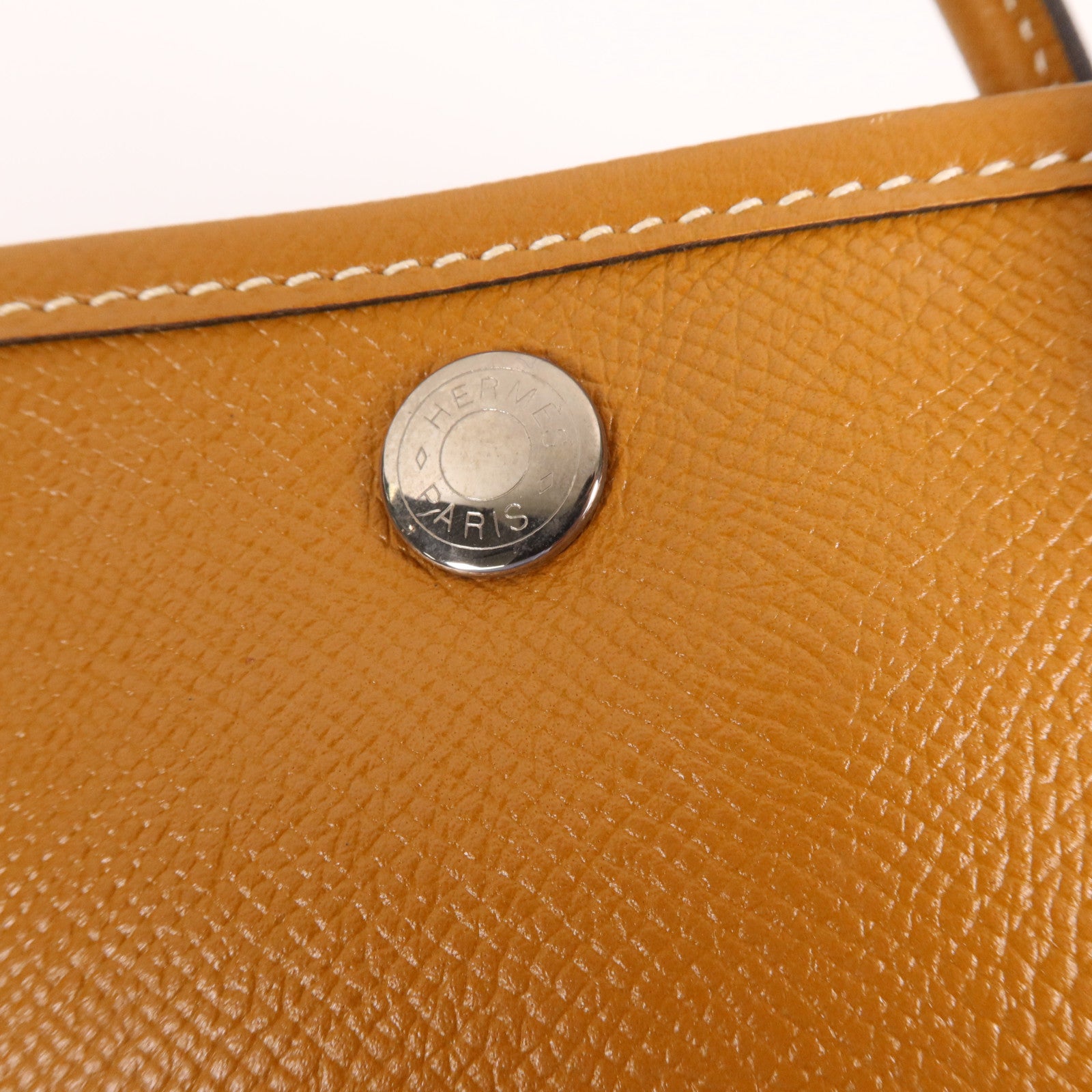 HERMES Epsom皮革Garden Party TPM銀扣手挽袋Toffee