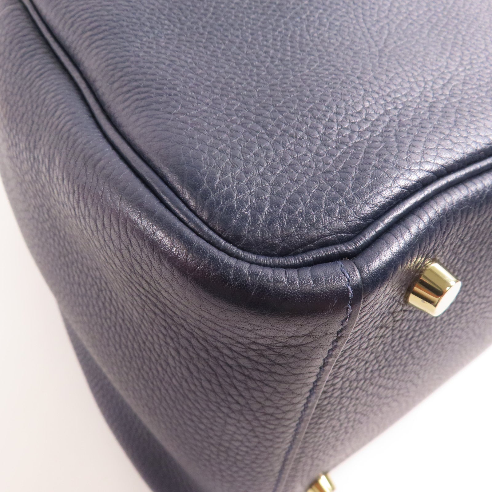 HERMES Clemence皮革Lindy 30金扣手挽肩背兩用袋Blue Nait