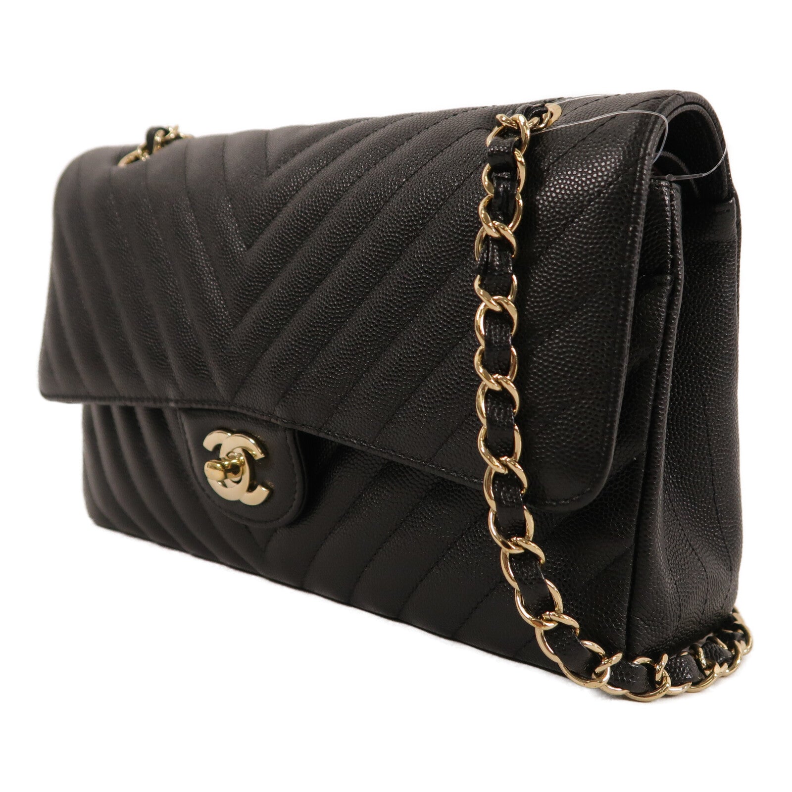 CHANEL 牛皮皮革Classic 25 Chevron鏈帶肩背袋